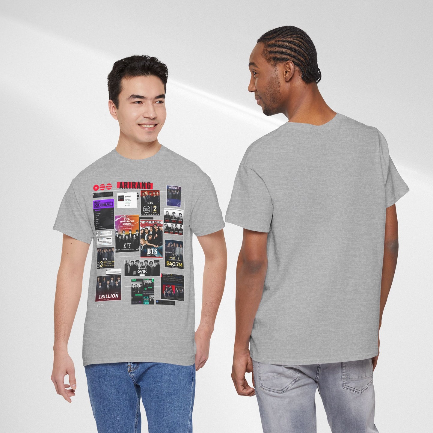 BTS ARIRANG Collage Tee — Iconic Albums & Milestones Graphic T-Shirt