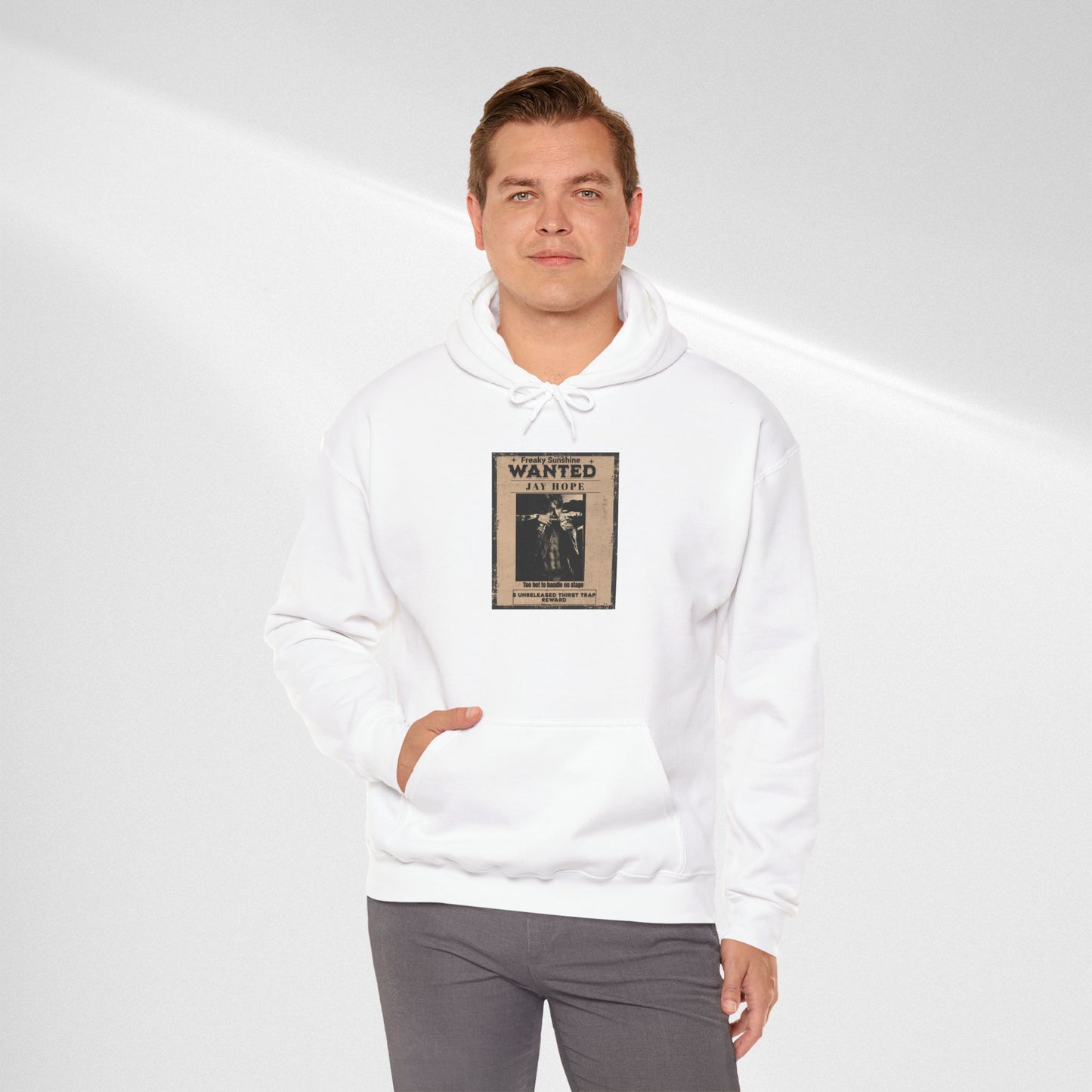 Hoodie - Vintage JHOPE 'WANTED' Poster Graphic Hooded Sweatshirt