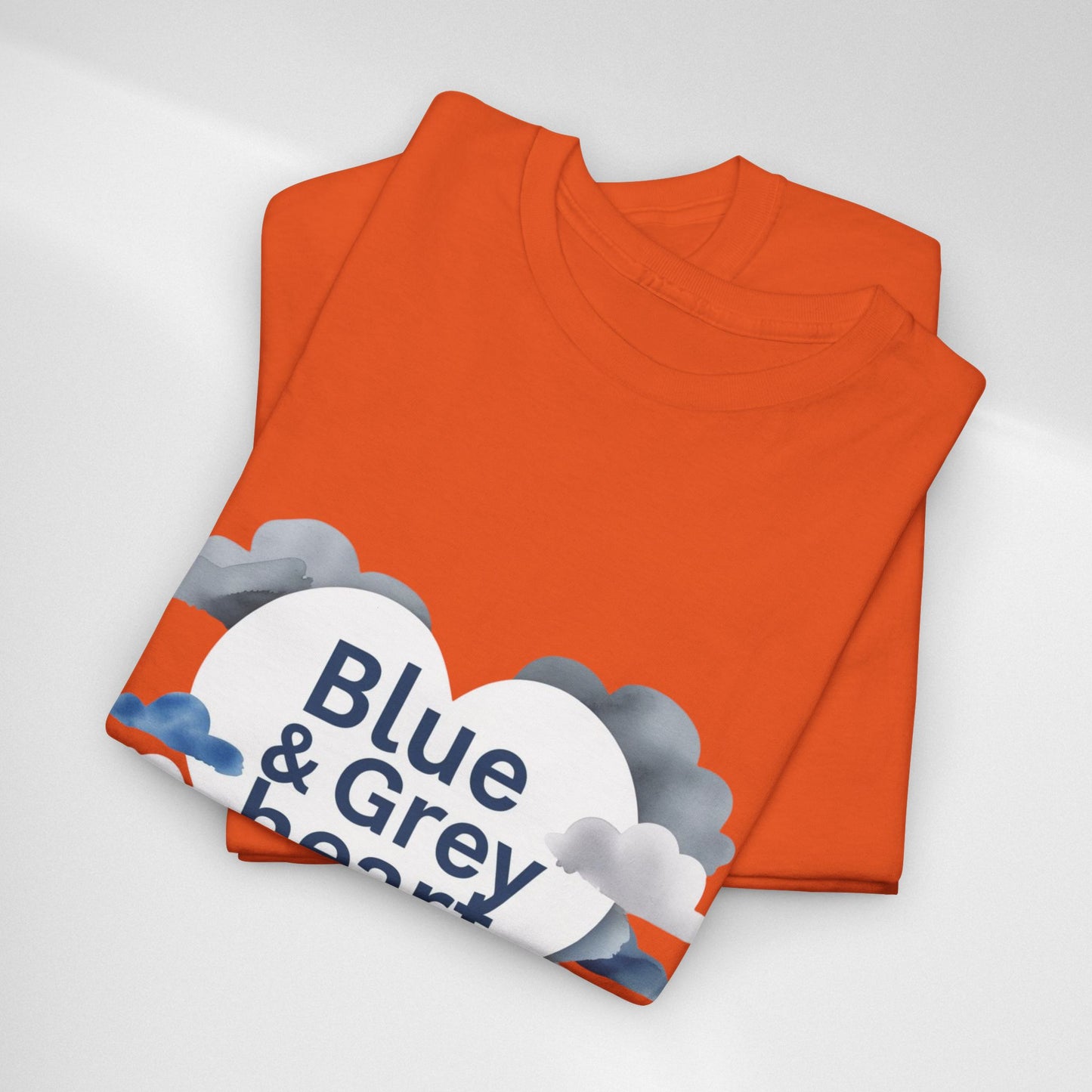 Blue & Grey Heart T-Shirt — Watercolor Cloud Heart Design