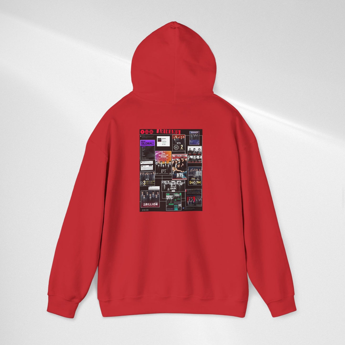BTS ARIRANG Band Poster Collage Hoodie — Vintage Gig Tour Graphic Sweatshirt