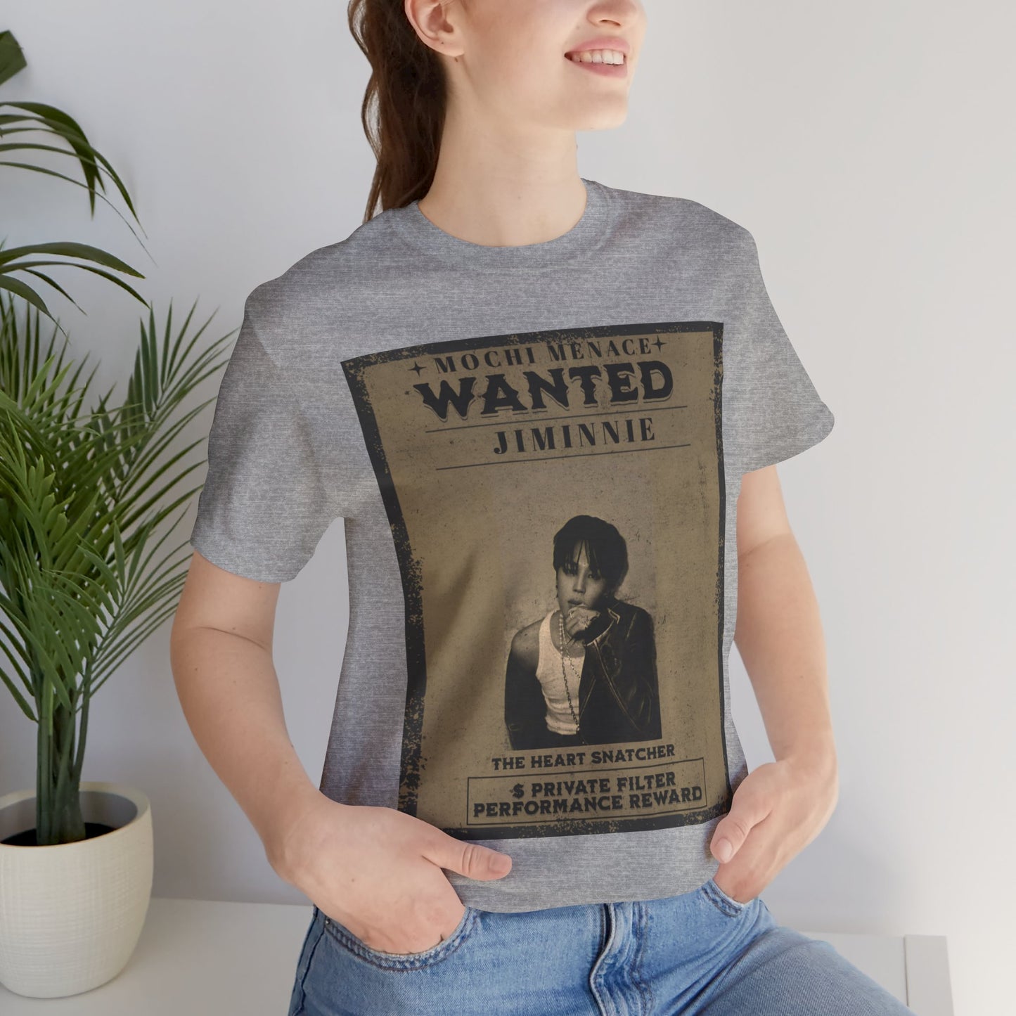 JIMIN Wanted Poster Graphic Tee — 'Mischief Menace' Vintage Style
