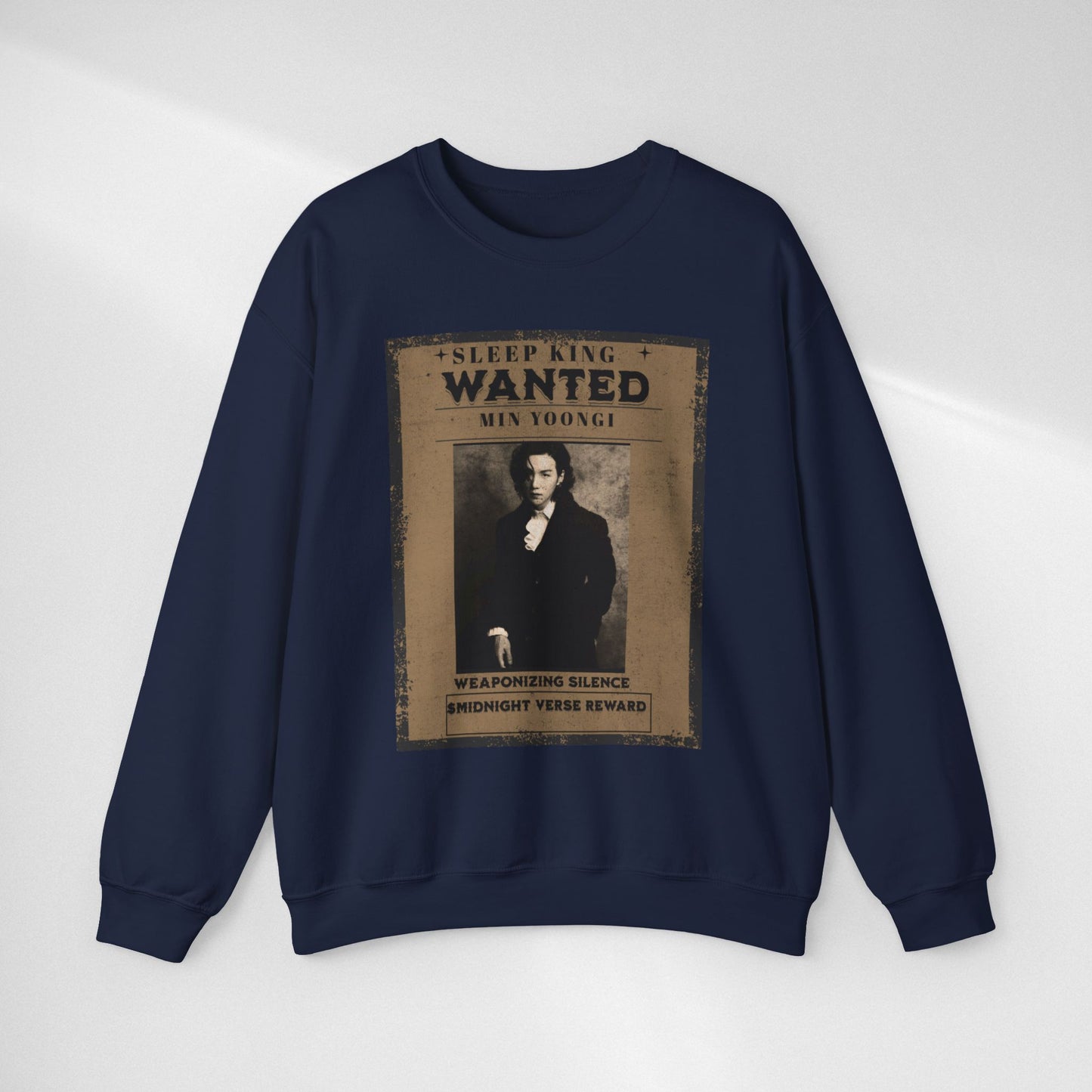 Crewneck Sweatshirt "Wanted: Min Yoongi" Vintage Poster BTS Suga Fan Apparel
