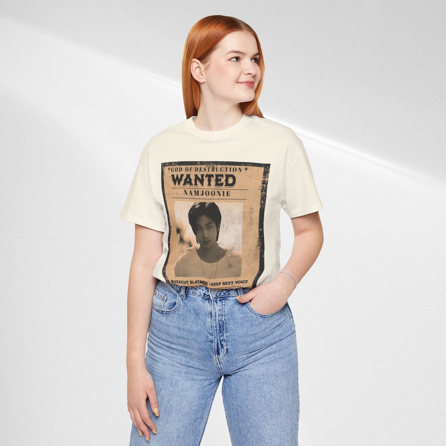 T-Shirt — Vintage 'Wanted: Namjoonie' Photo Tee (K-Pop Fan Poster Style)