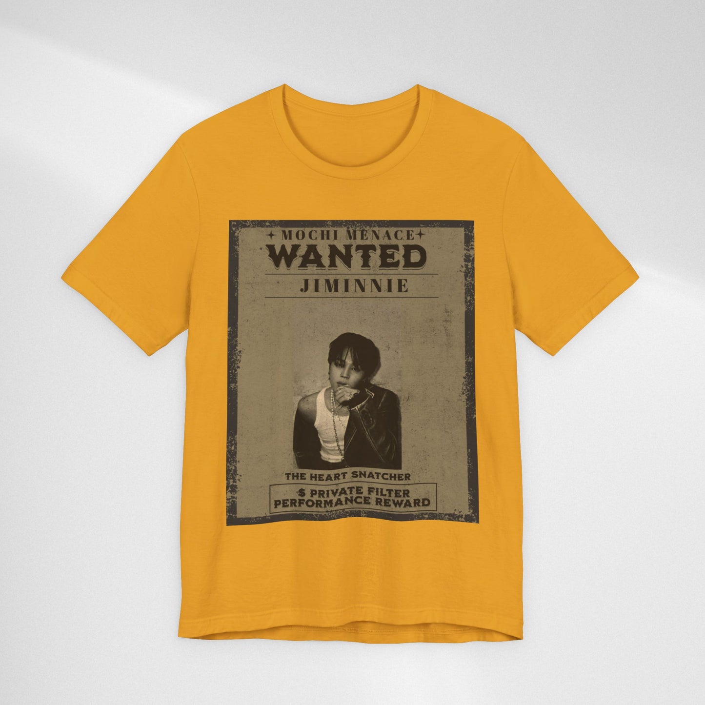 JIMIN Wanted Poster Graphic Tee — 'Mischief Menace' Vintage Style