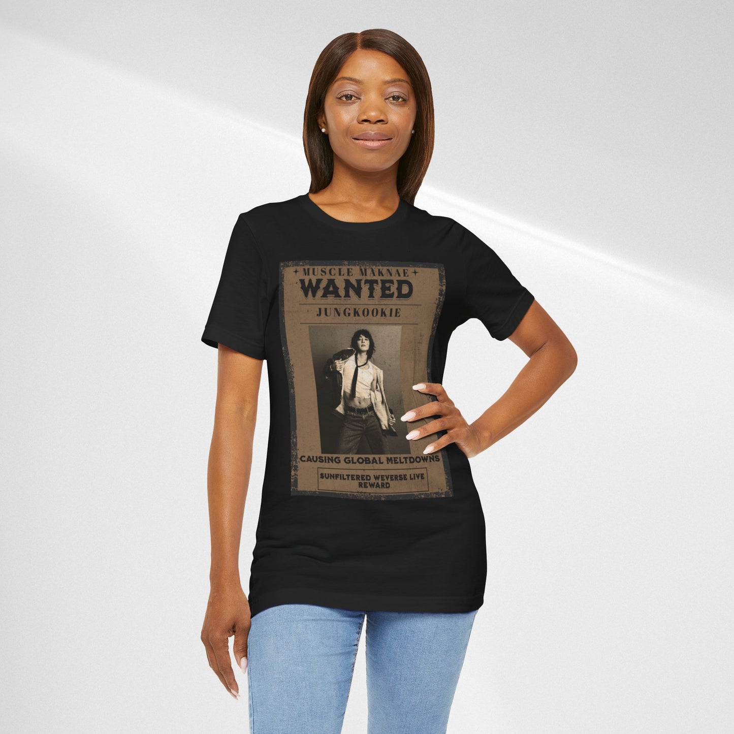 Wanted Poster Tee — 'Jungkook: Causing Global Meltdowns' Vintage K-Pop T-Shirt