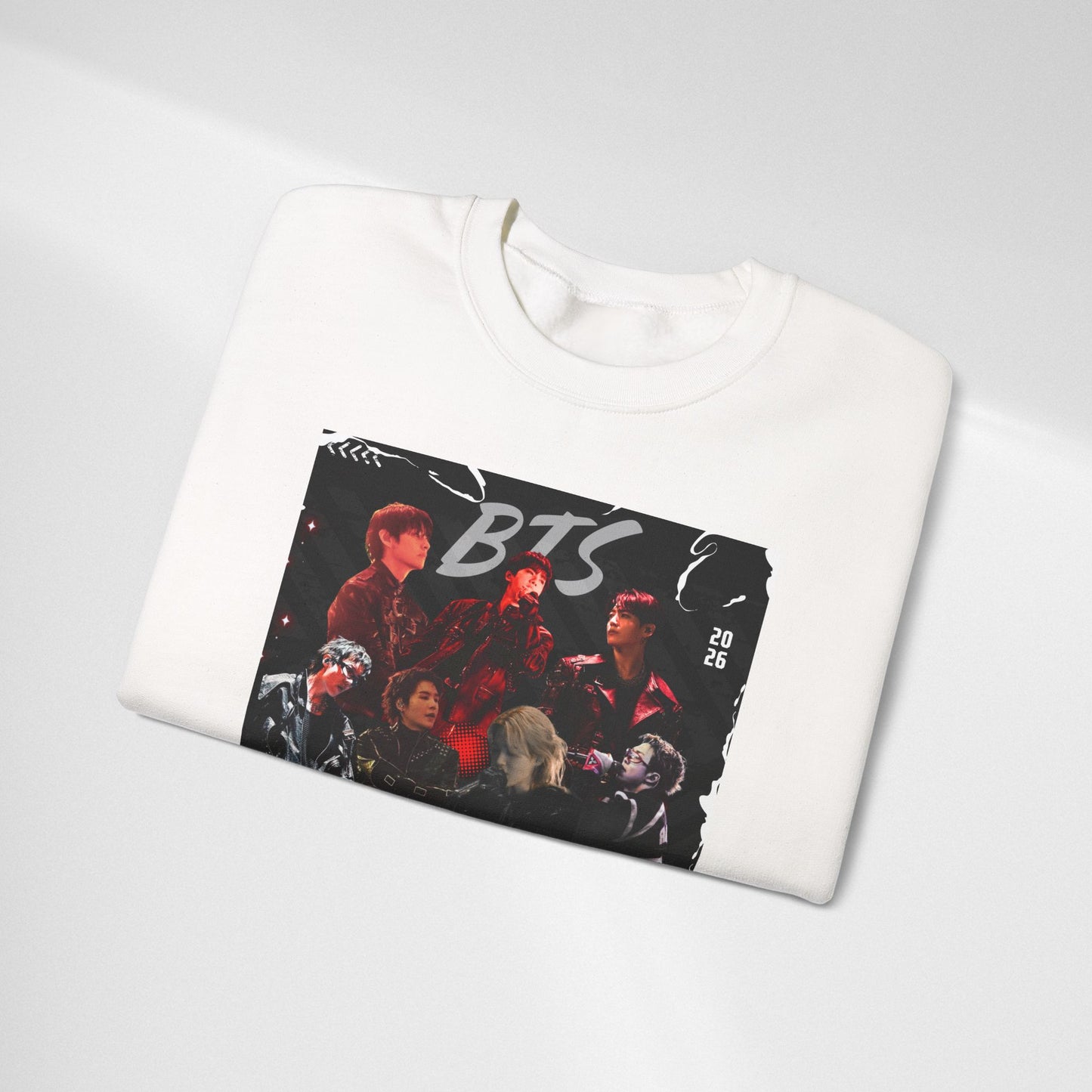 BTS Graphic Crewneck Sweatshirt – Red & Black Band Photo Design