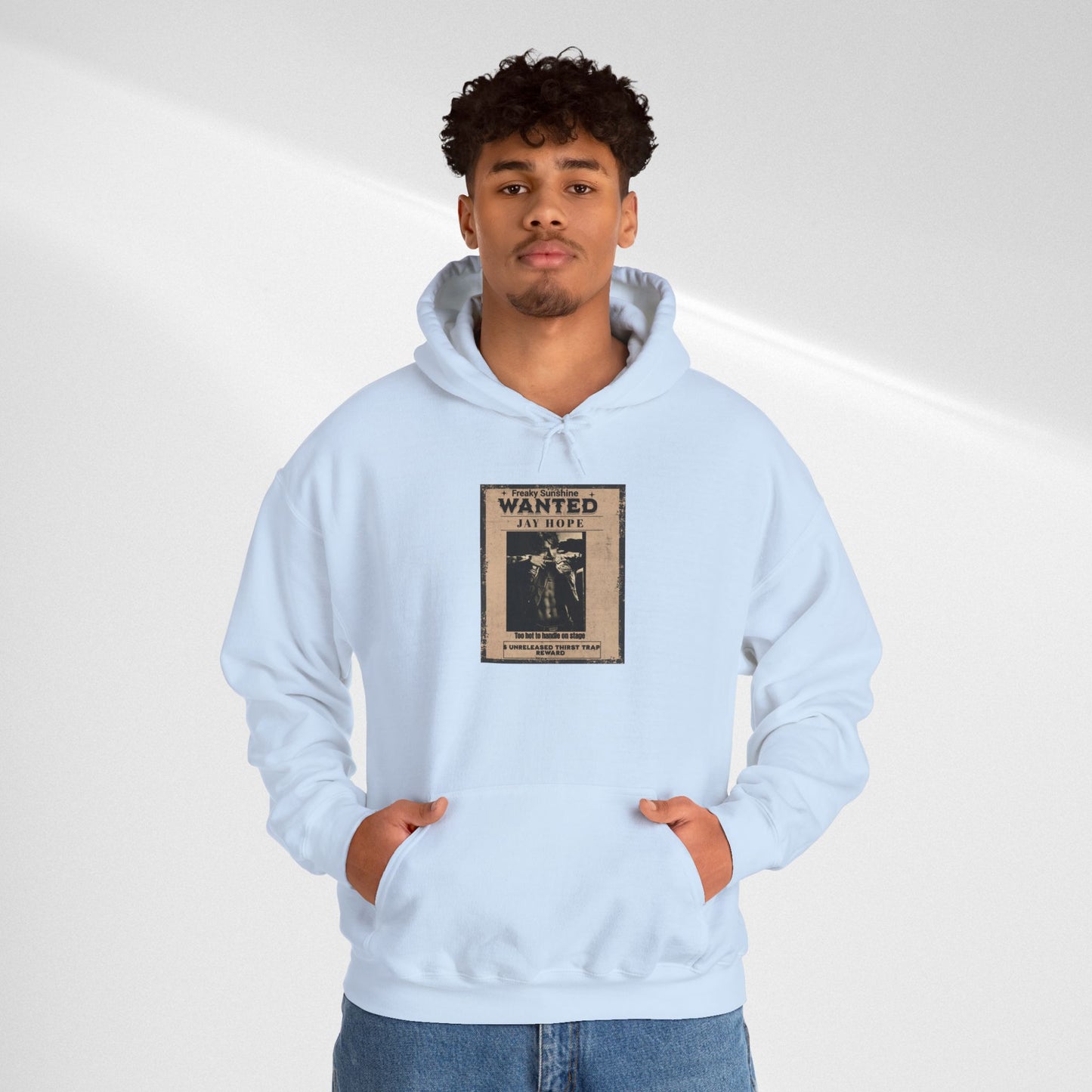 Hoodie - Vintage JHOPE 'WANTED' Poster Graphic Hooded Sweatshirt