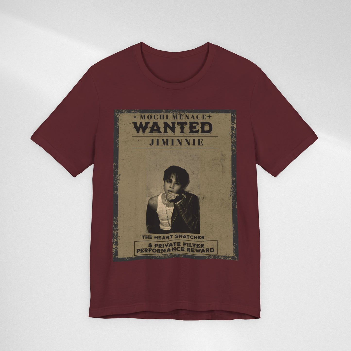 JIMIN Wanted Poster Graphic Tee — 'Mischief Menace' Vintage Style