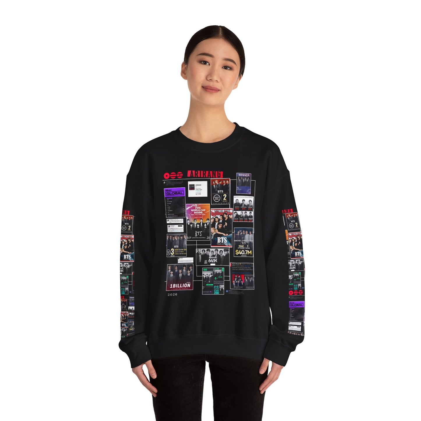 Crewneck Sweatshirt — BTS ARIRANG Collage Graphic Crewneck (Album Posters & Tour Art)