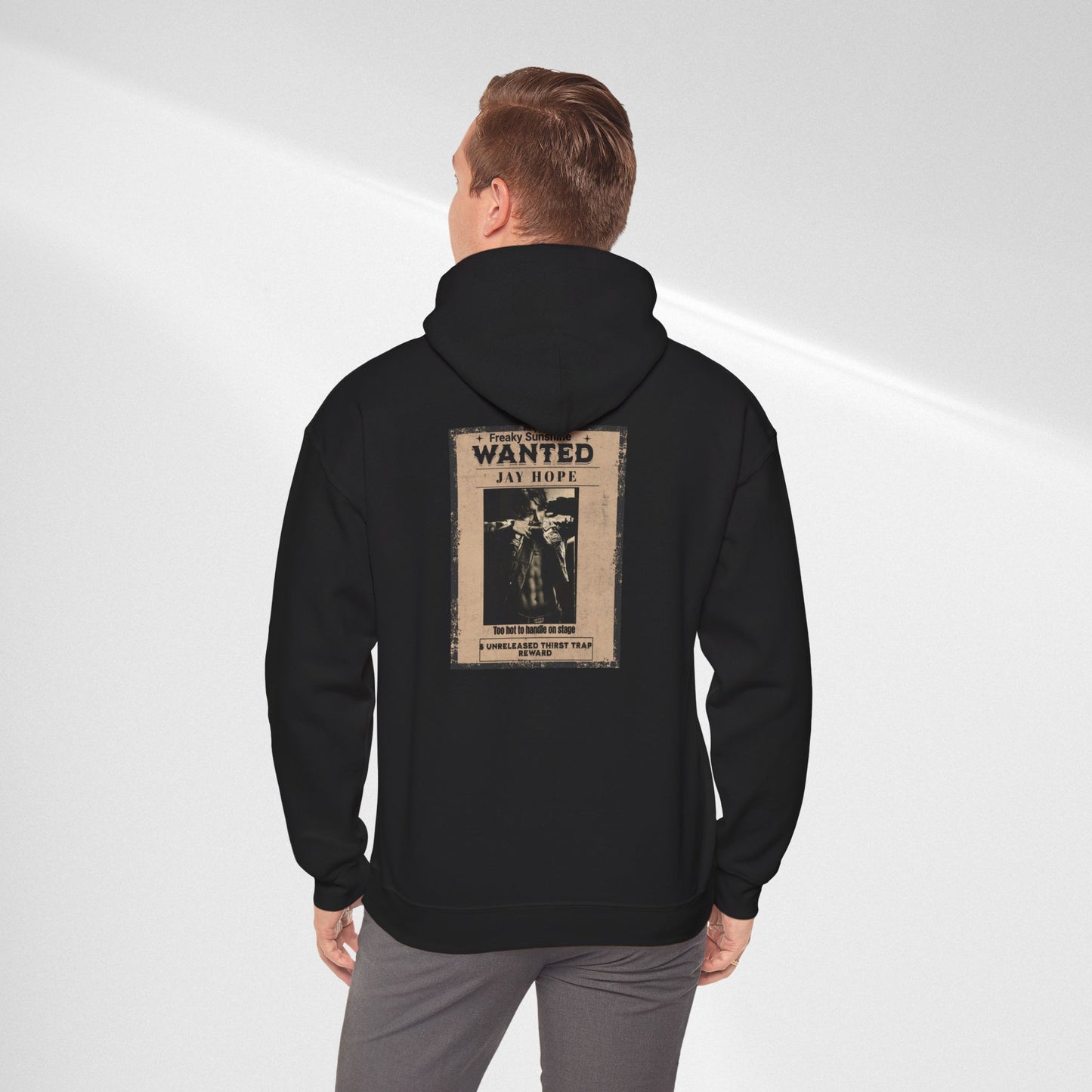 Hoodie - Vintage JHOPE 'WANTED' Poster Graphic Hooded Sweatshirt