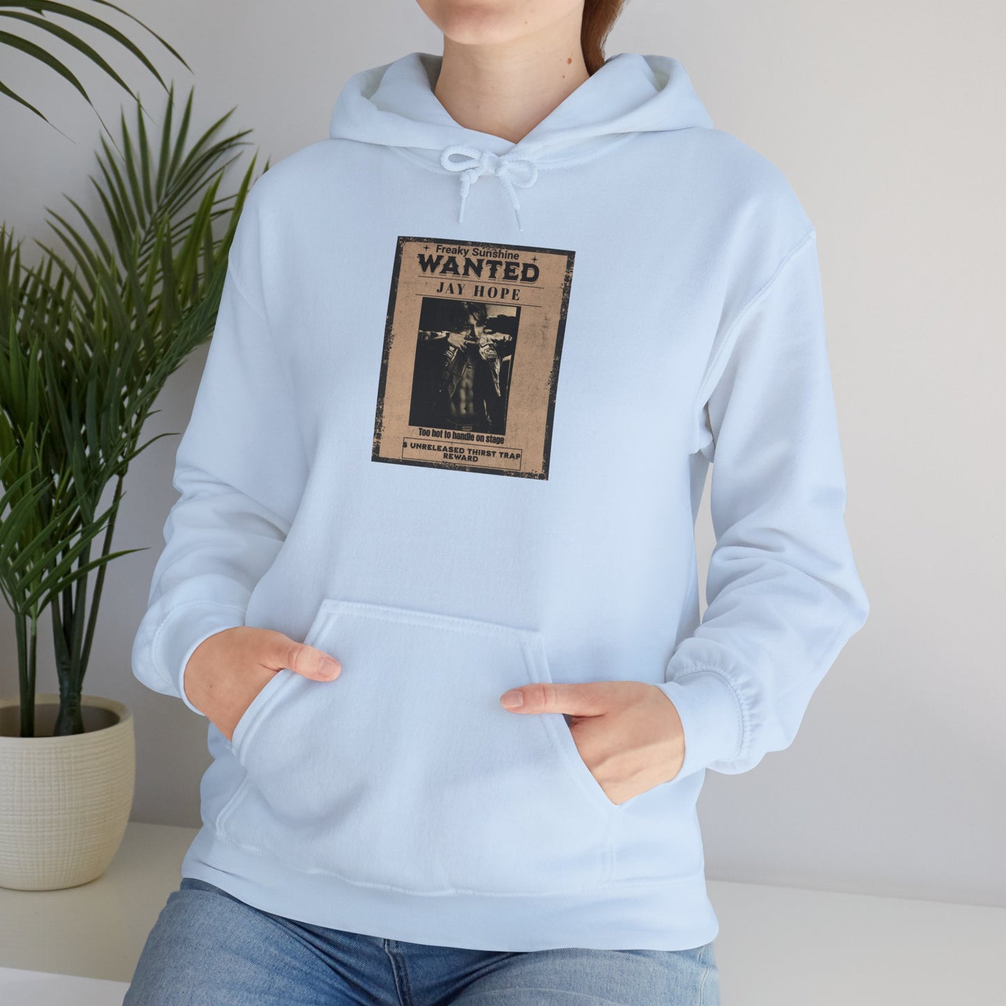 Hoodie - Vintage JHOPE 'WANTED' Poster Graphic Hooded Sweatshirt