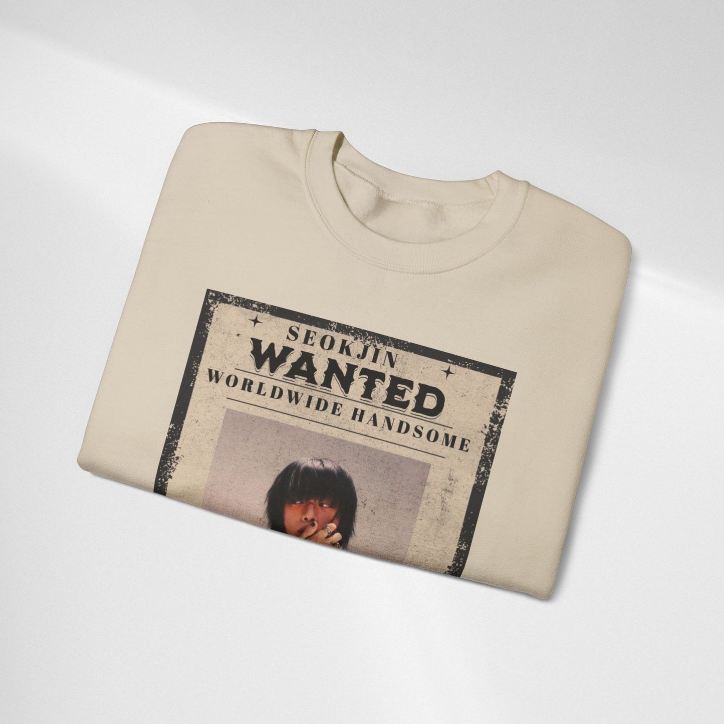Wanted Poster Crewneck Sweatshirt — "Seokjin Wanted: Worldwide Handsome" Vintage K-pop Pullover