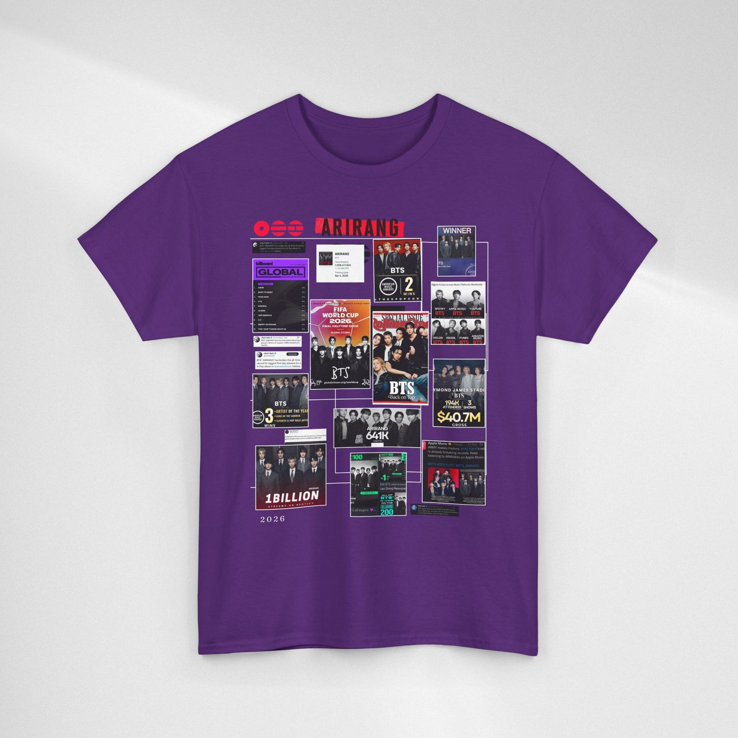 BTS ARIRANG Collage Tee — Iconic Albums & Milestones Graphic T-Shirt