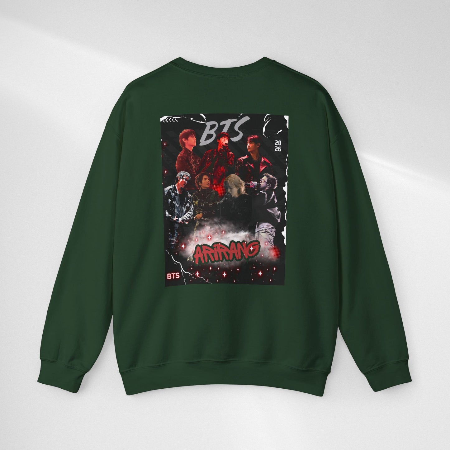 BTS Graphic Crewneck Sweatshirt – Red & Black Band Photo Design