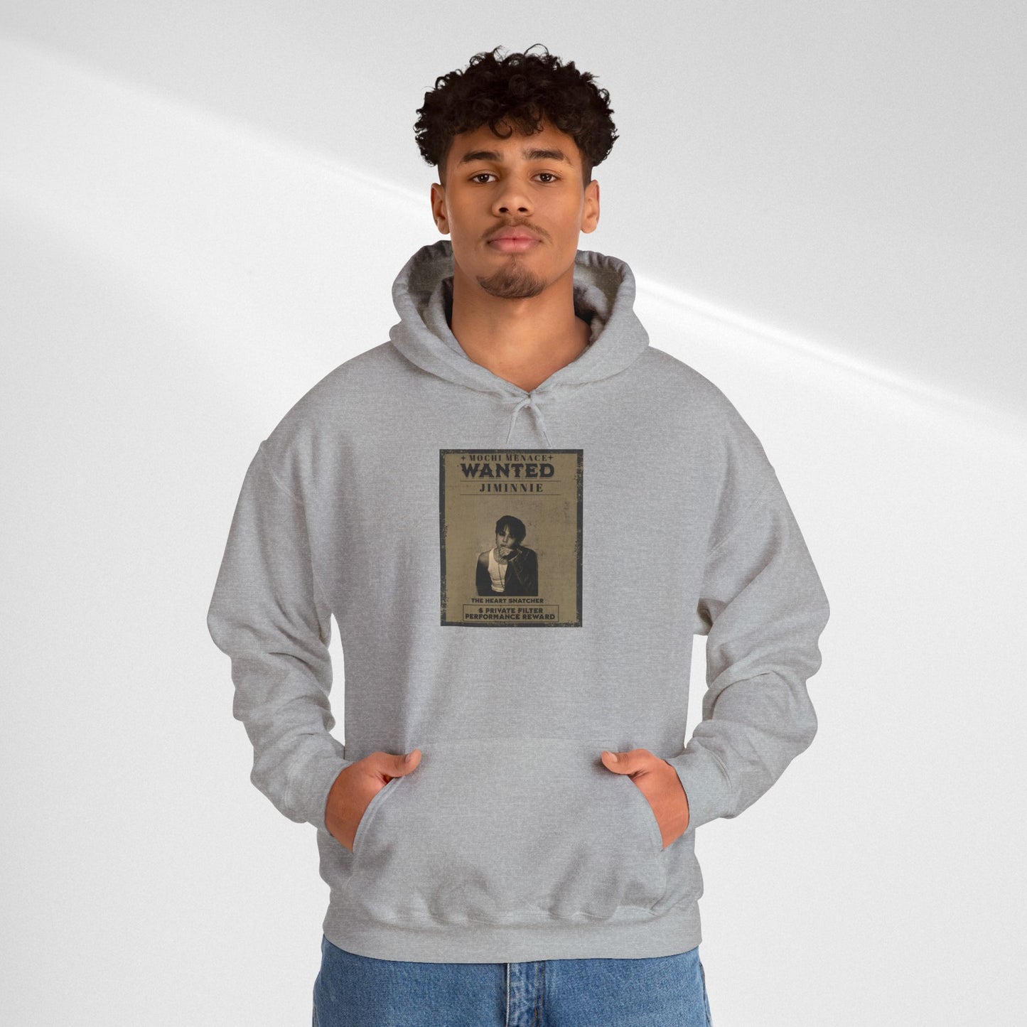 JIMIN Wanted Poster Hoodie — Vintage Photo "Wanted" Graphic Sweatshirt