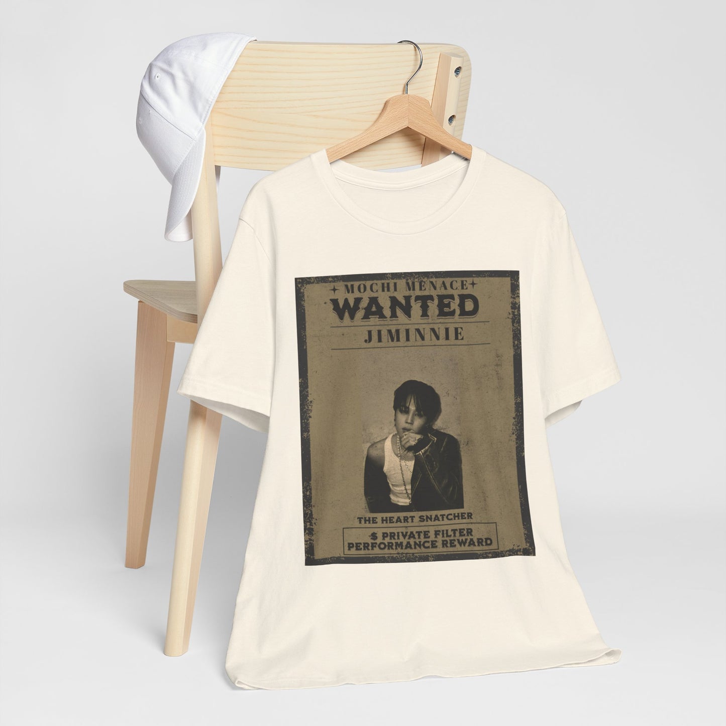 JIMIN Wanted Poster Graphic Tee — 'Mischief Menace' Vintage Style