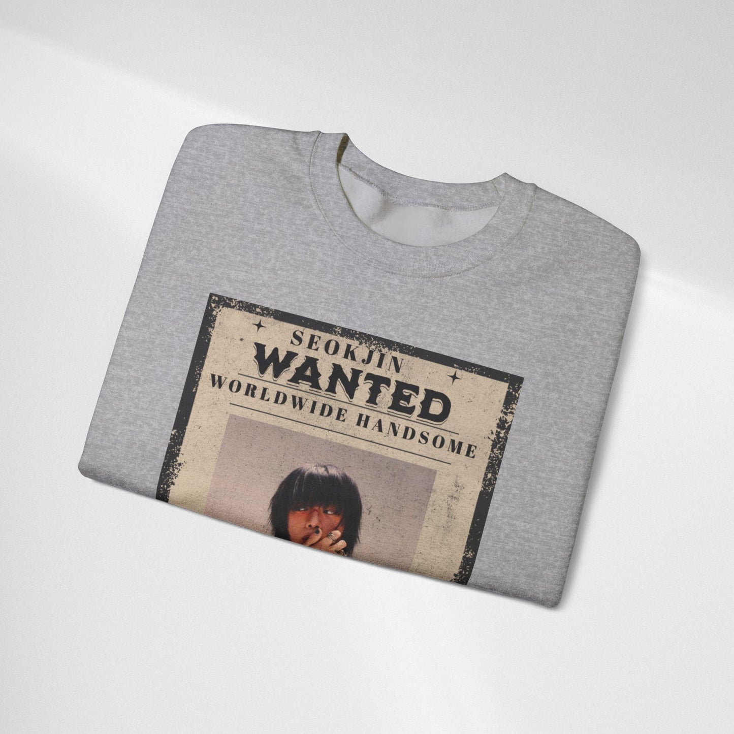 Wanted Poster Crewneck Sweatshirt — "Seokjin Wanted: Worldwide Handsome" Vintage K-pop Pullover