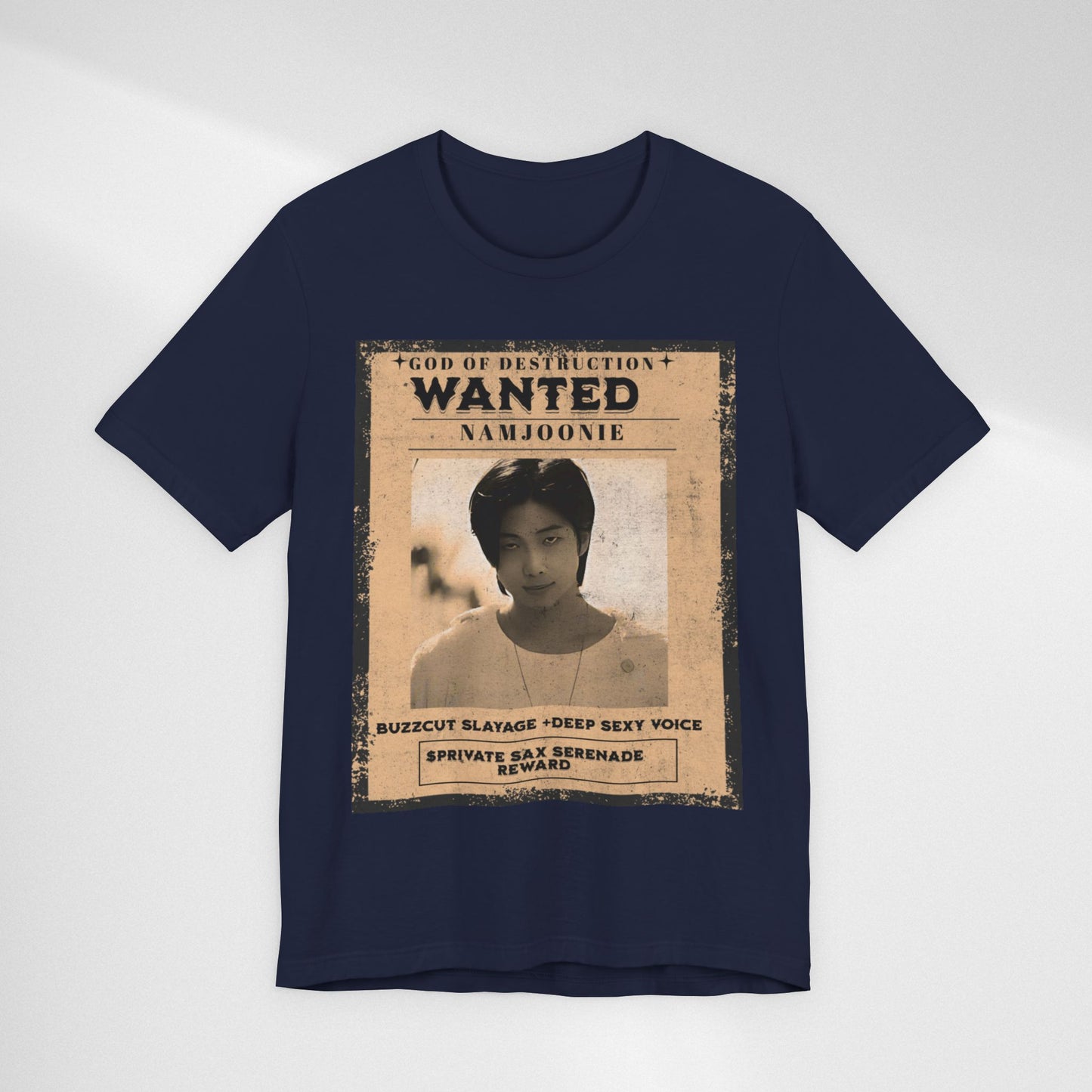 T-Shirt — Vintage 'Wanted: Namjoonie' Photo Tee (K-Pop Fan Poster Style)