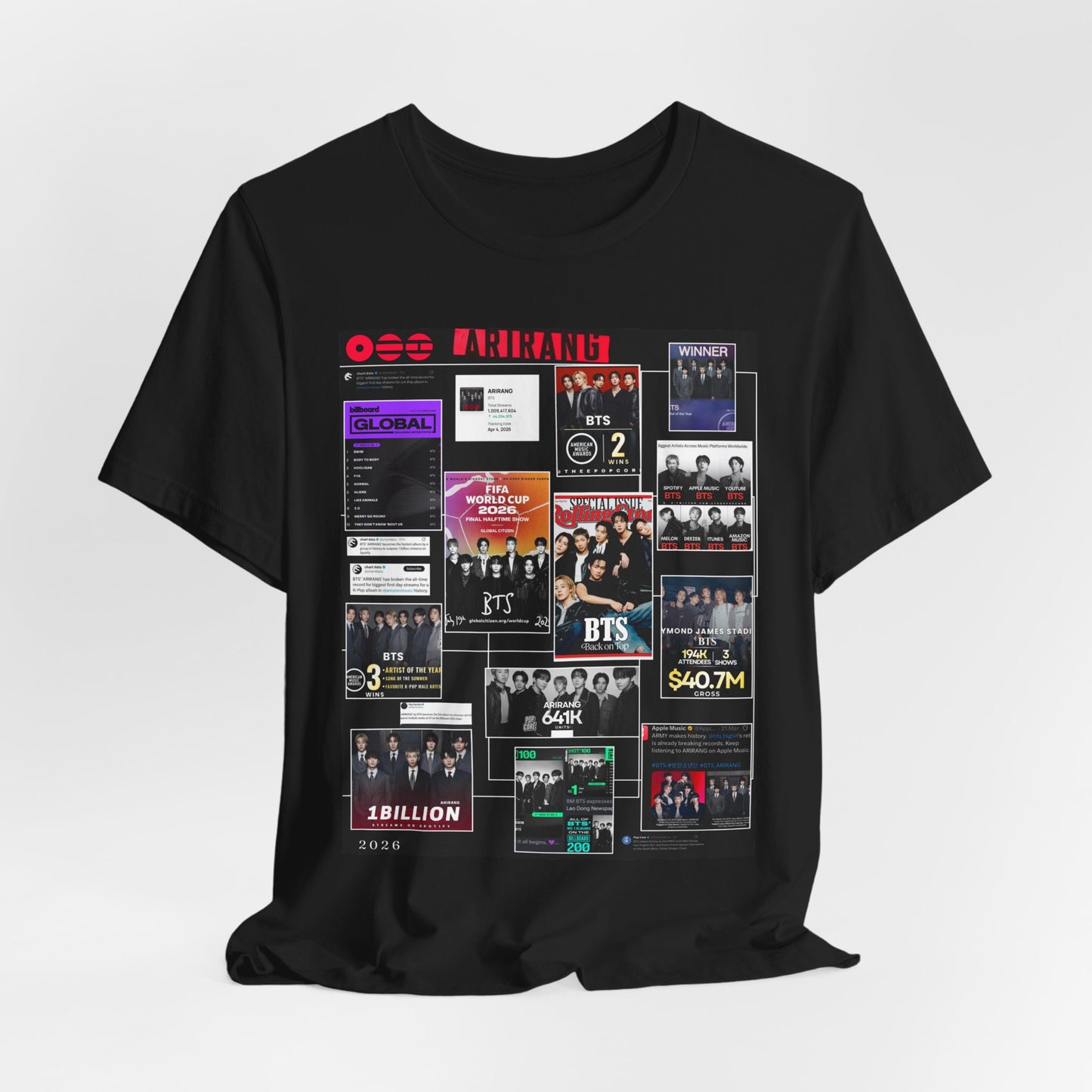 BTS  ARIRANG Collage Graphic Tee — K‑Pop Fan Tribute Shirt