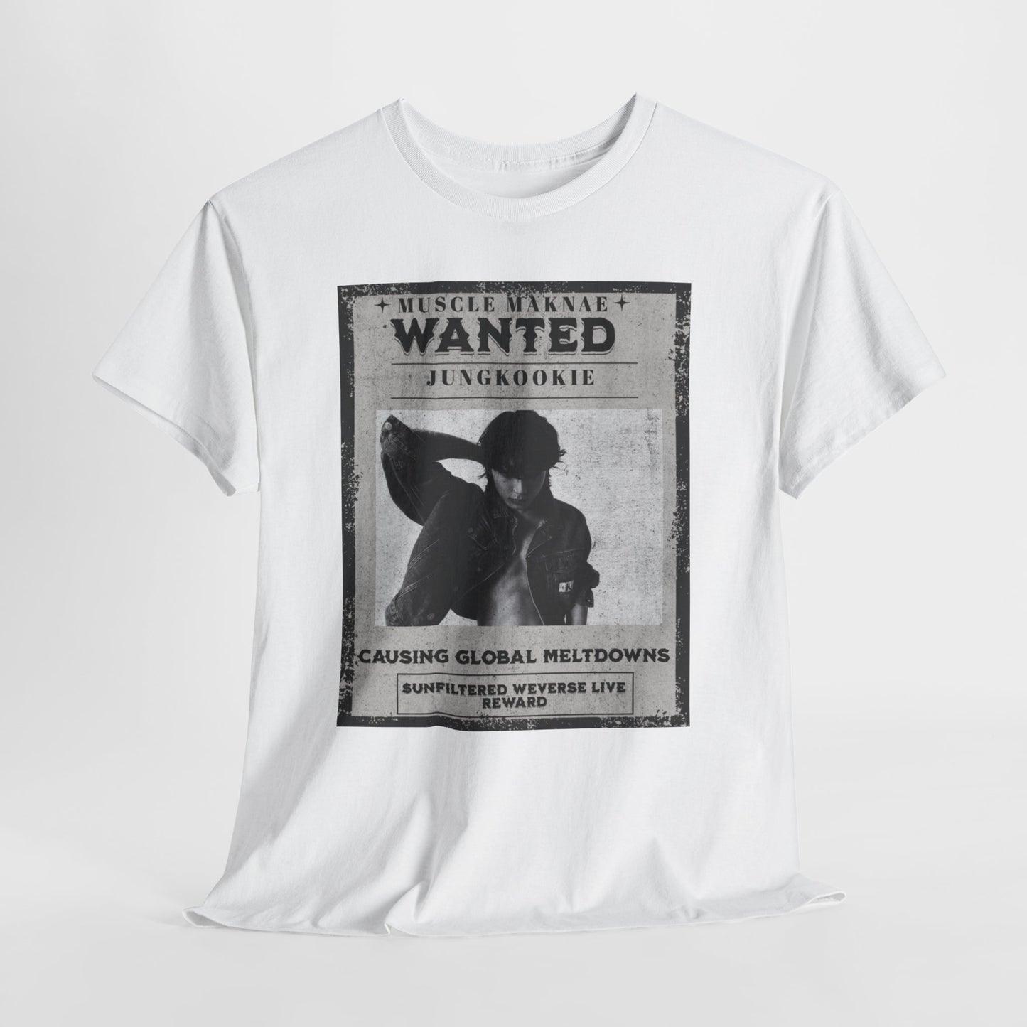 Wanted Poster T-Shirt — "Jungkookie" Vintage K-Pop Graphic Tee