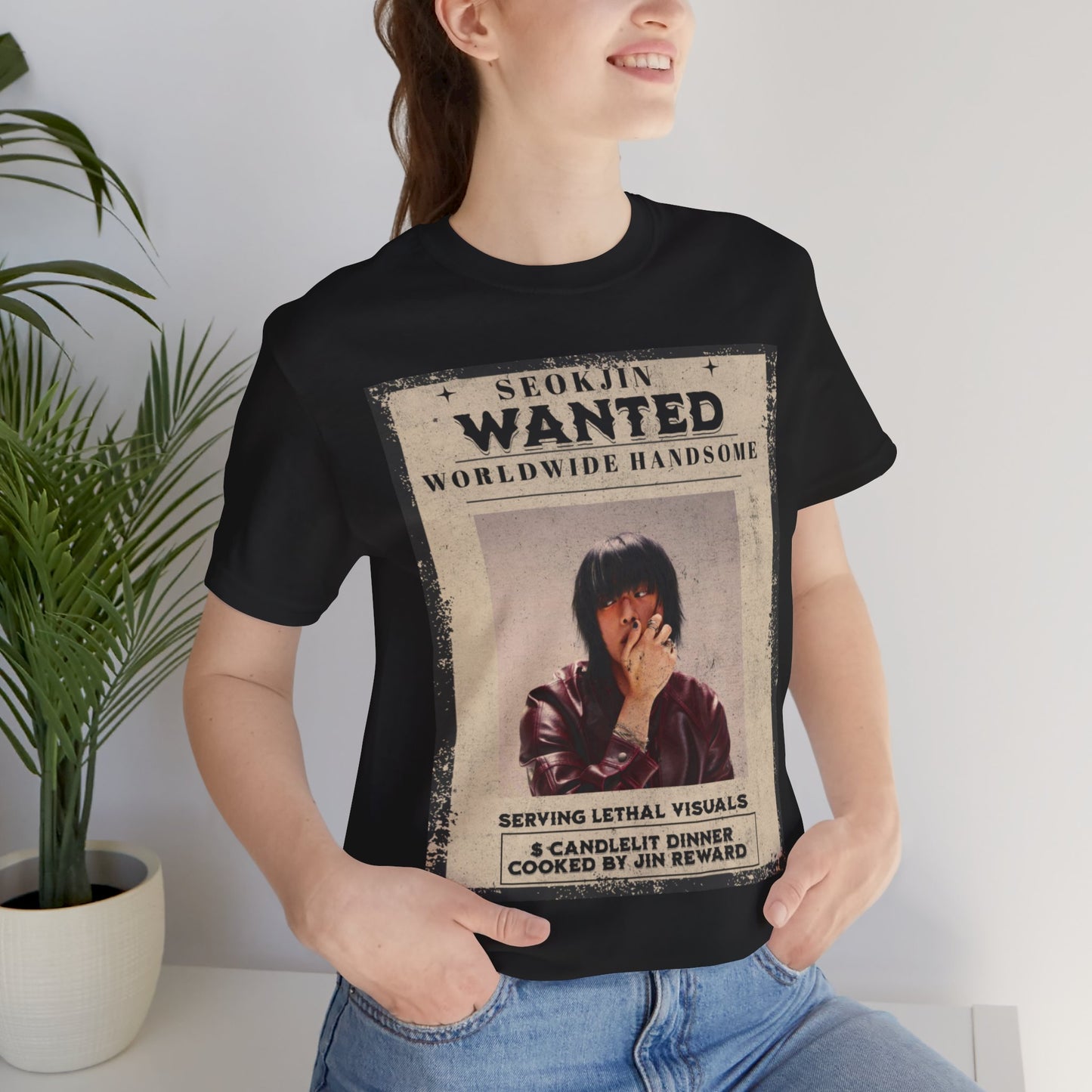 T-Shirt — 'Seokjin Wanted: Worldwide Handsome' Vintage Poster Tee