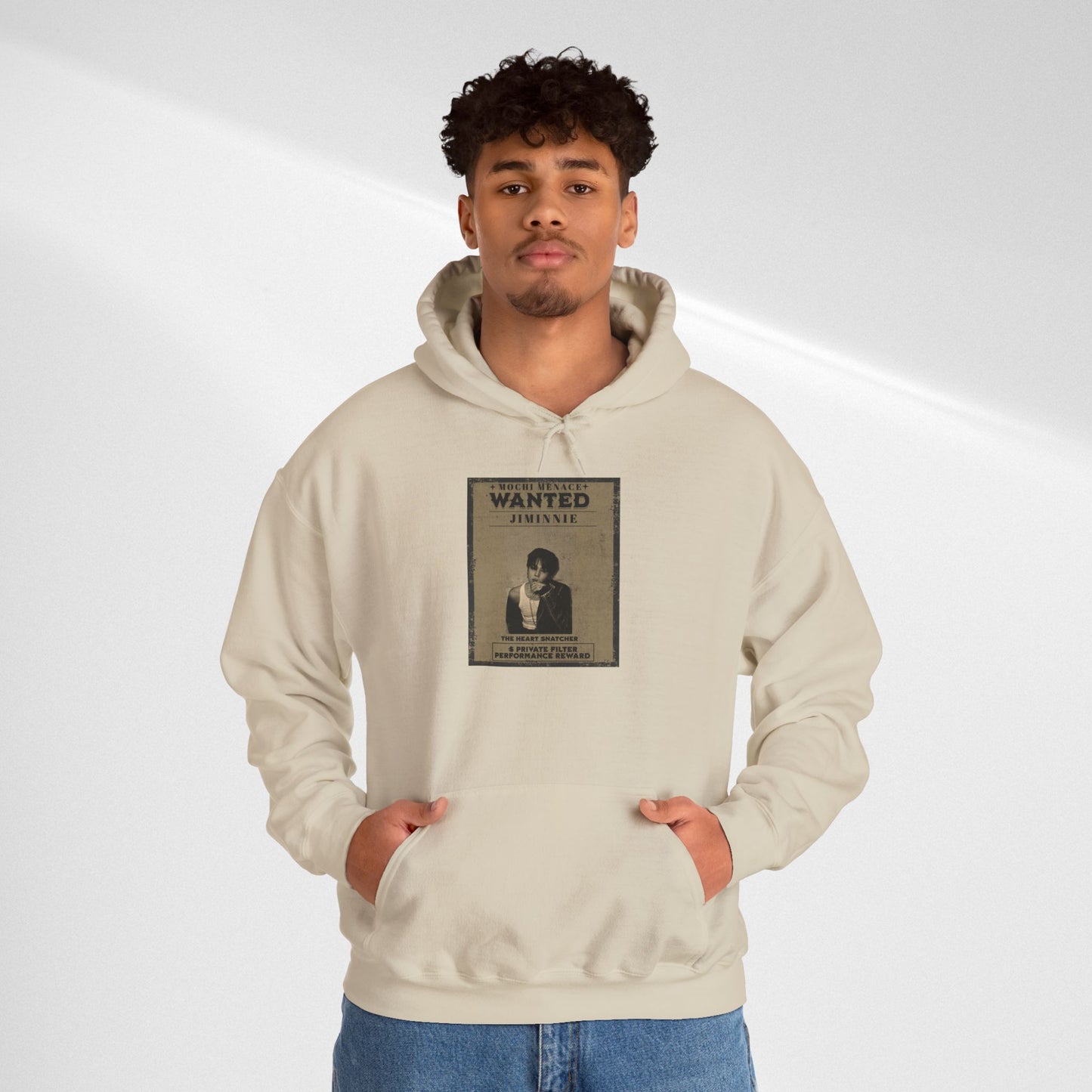 JIMIN Wanted Poster Hoodie — Vintage Photo "Wanted" Graphic Sweatshirt