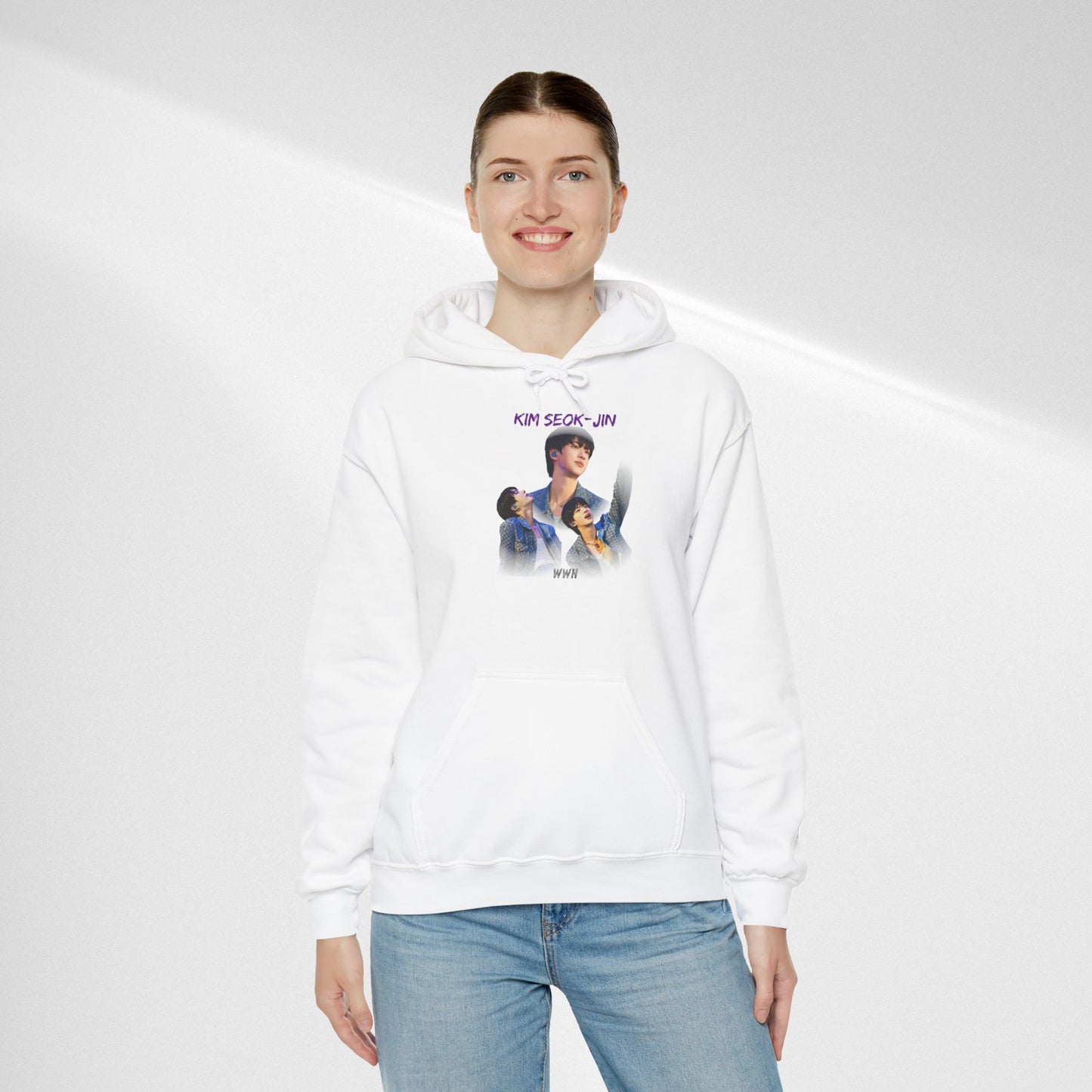JIN Graphic Hoodie — Artistic Three-Image Portrait Design