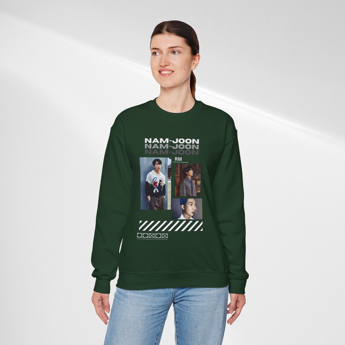 Photo Collage Crewneck Sweatshirt — "Nam-Joon" Graphic Pullover