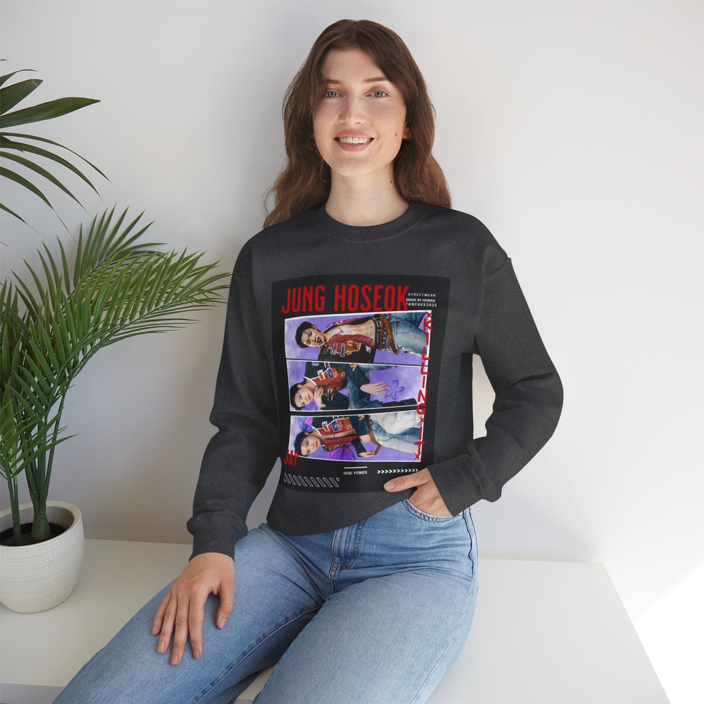 Photo Collage Crewneck Sweatshirt — 'JUNG HOSEOK' Graphic Pullover