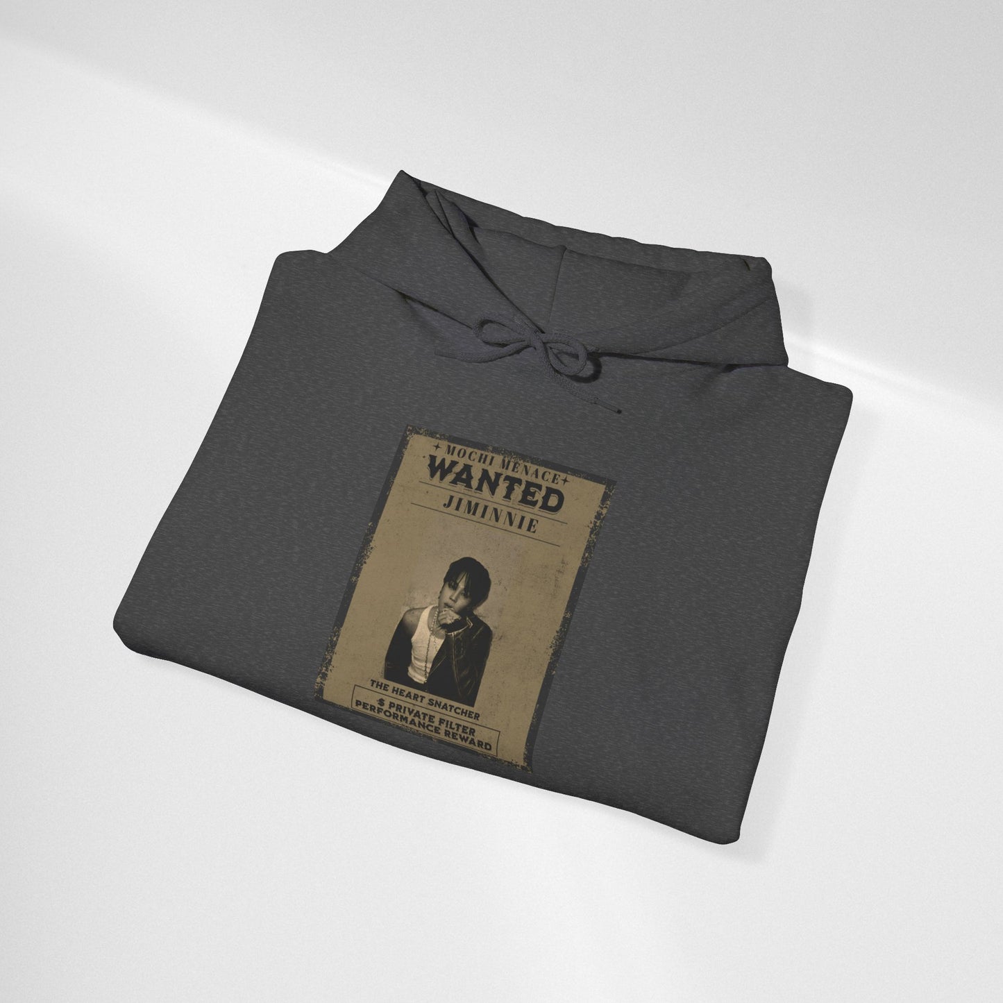 JIMIN Wanted Poster Hoodie — Vintage Photo "Wanted" Graphic Sweatshirt