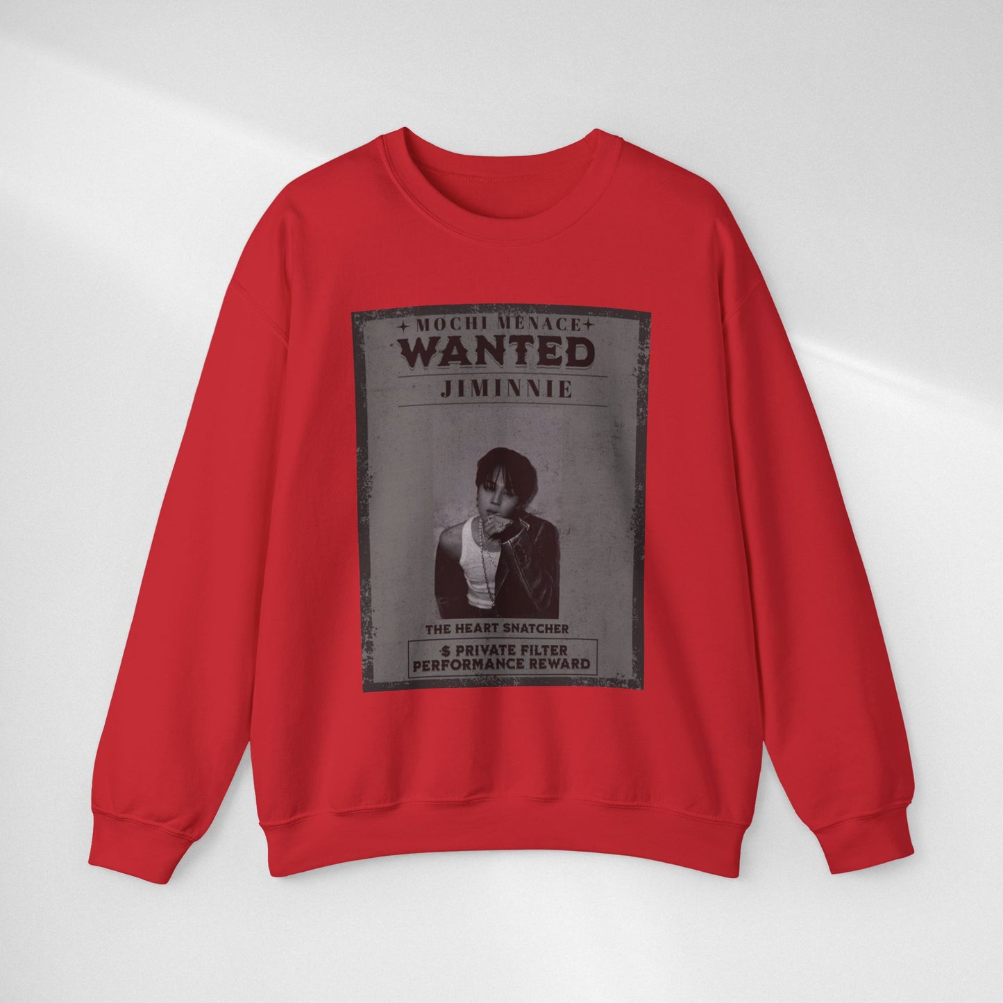 Wanted Poster Crewneck Sweatshirt – 'Wanted Jiminie' Vintage K-Pop Graphic