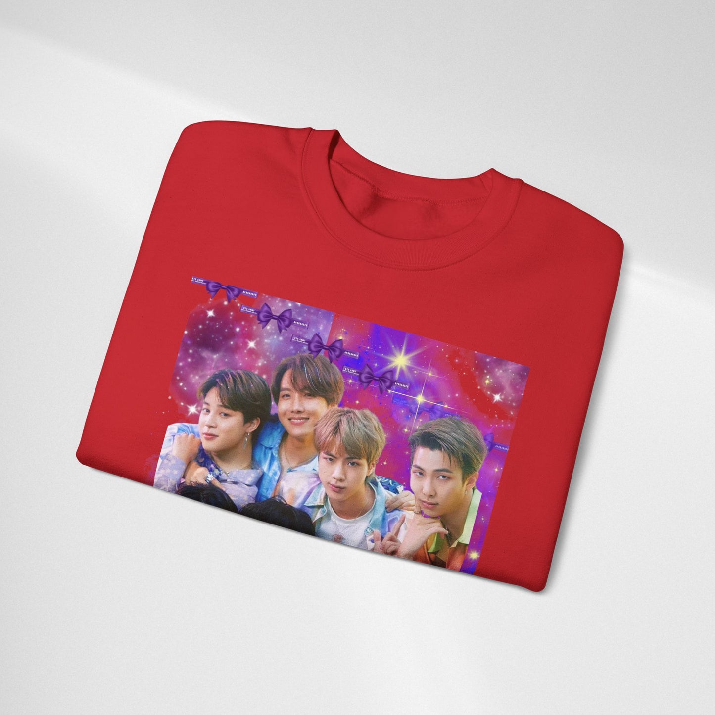 BTS Group Photo Crewneck Sweatshirt — Purple Fan Art Print