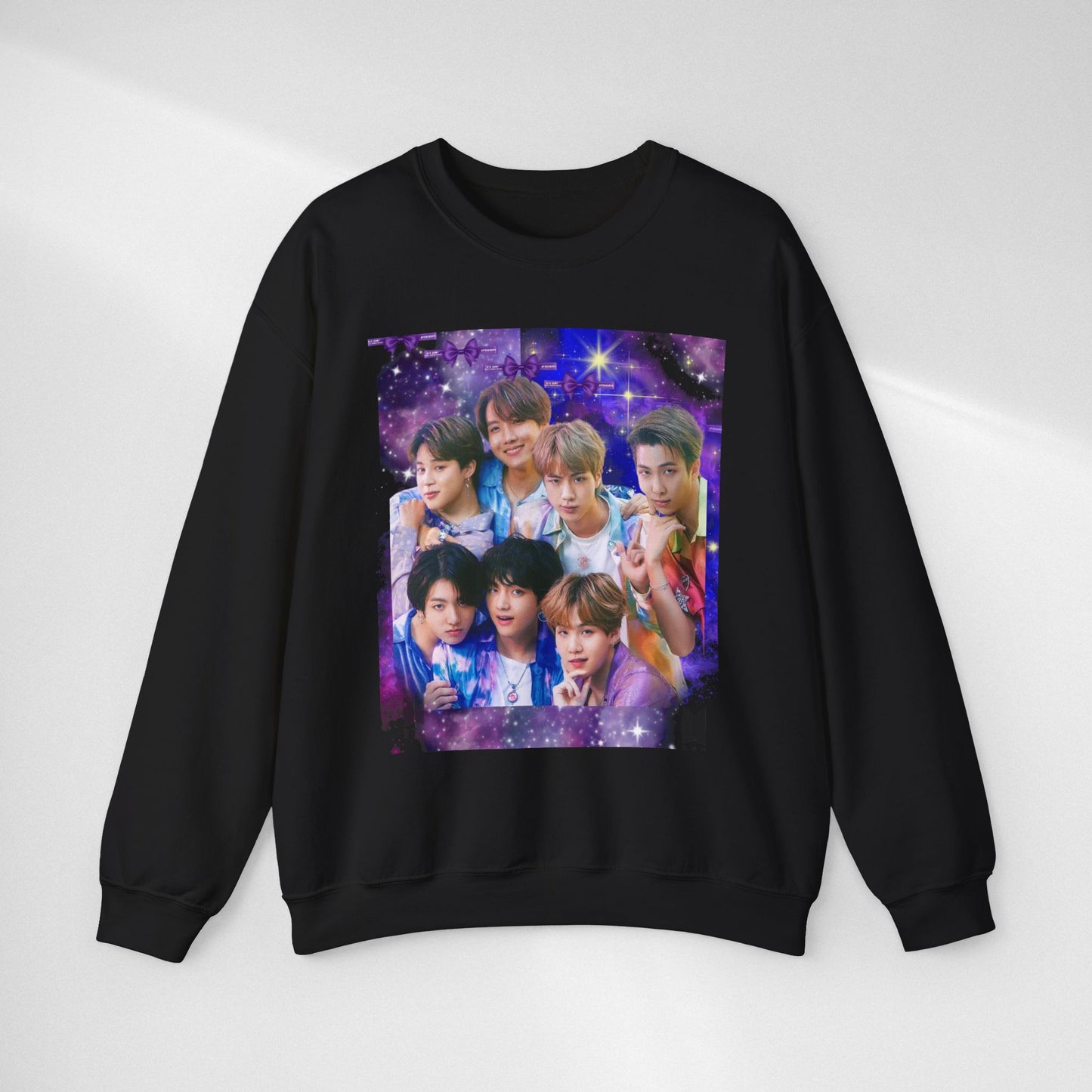 BTS Group Photo Crewneck Sweatshirt — Purple Fan Art Print