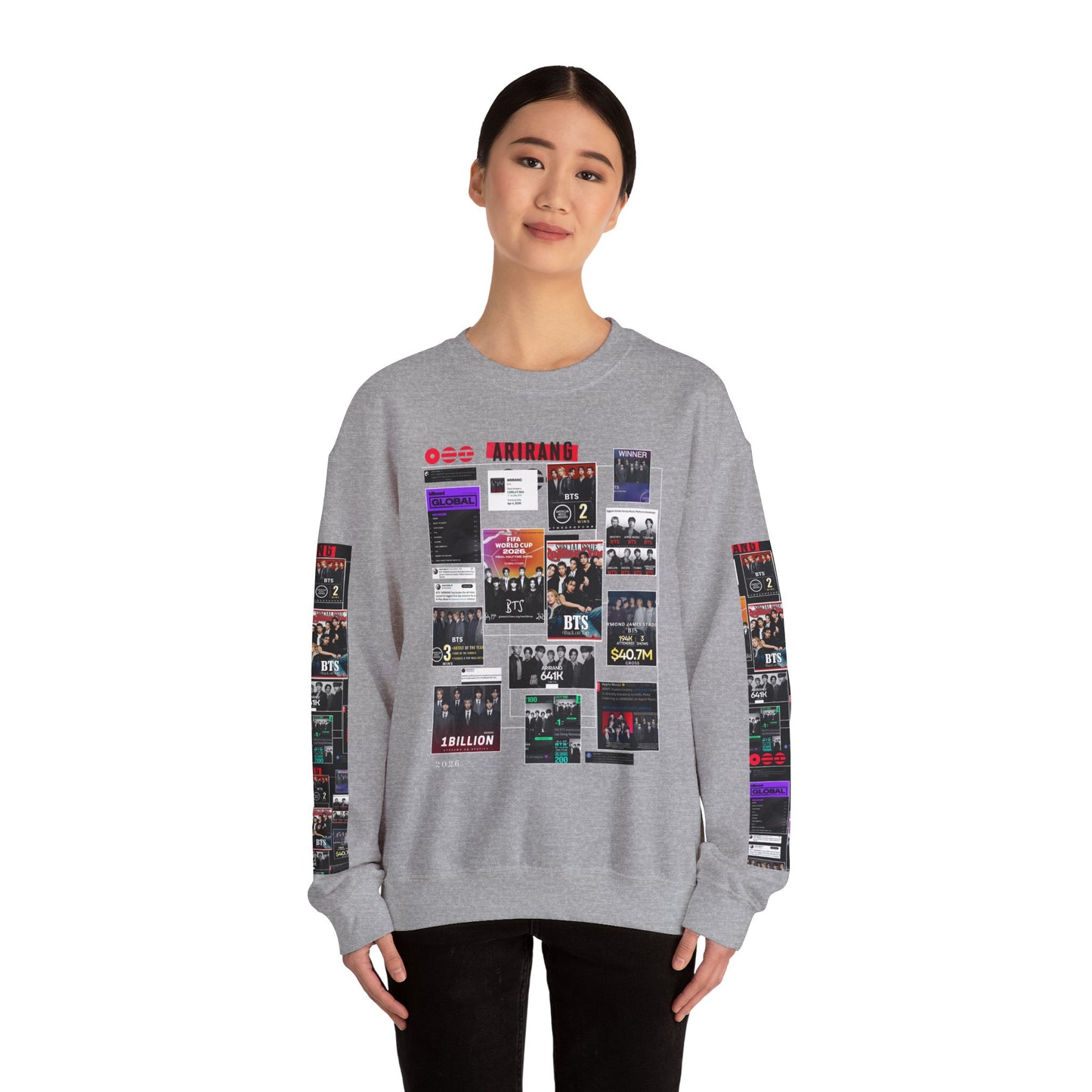 Crewneck Sweatshirt — BTS ARIRANG Collage Graphic Crewneck (Album Posters & Tour Art)