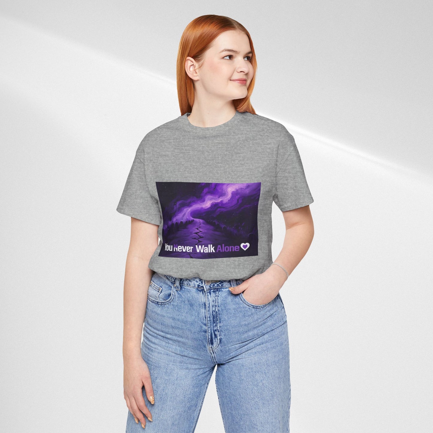 You Never Walk Alone Tee — Purple Night Stairway Graphic T‑Shirt