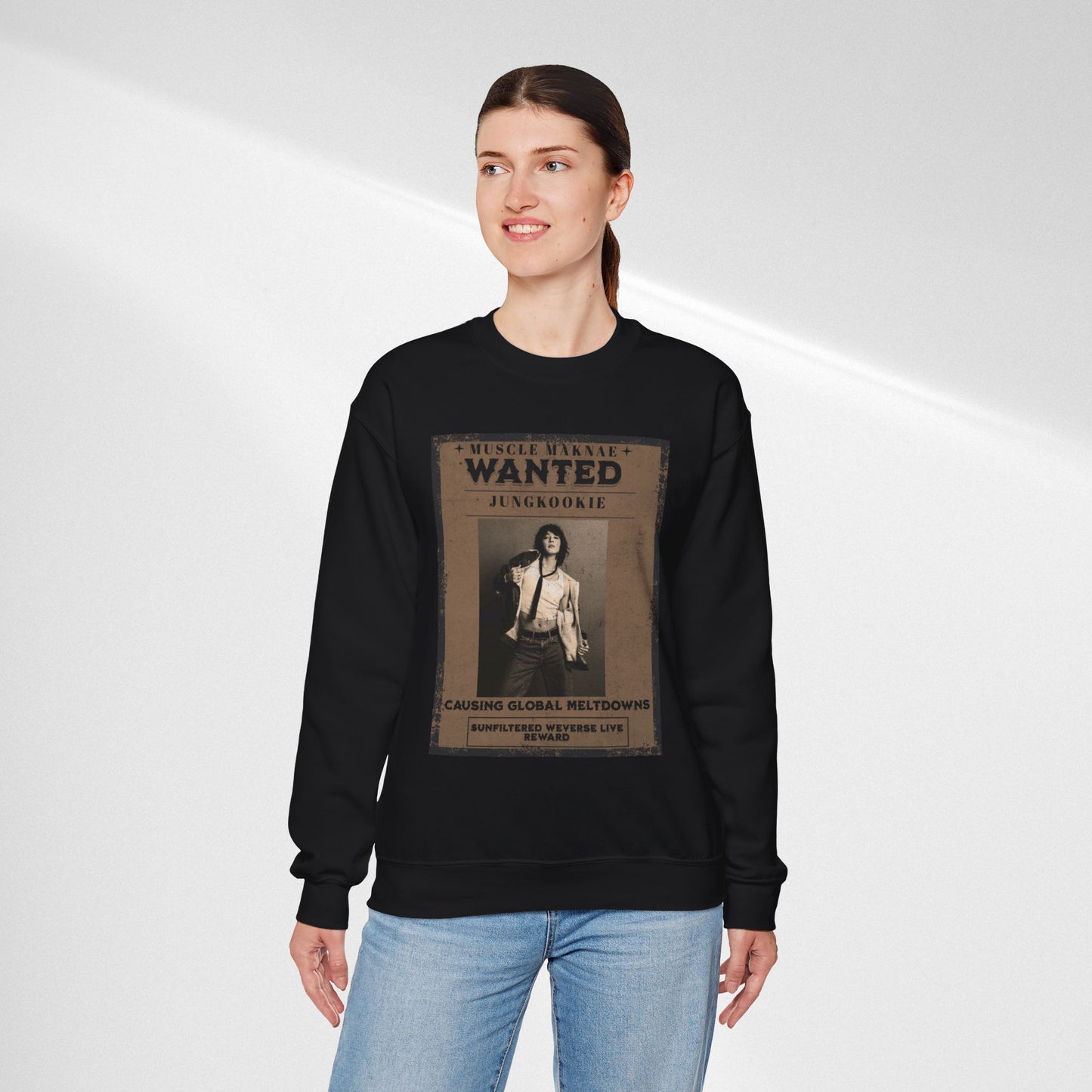 Crewneck Sweatshirt — Vintage JK'Wanted' Poster Graphic