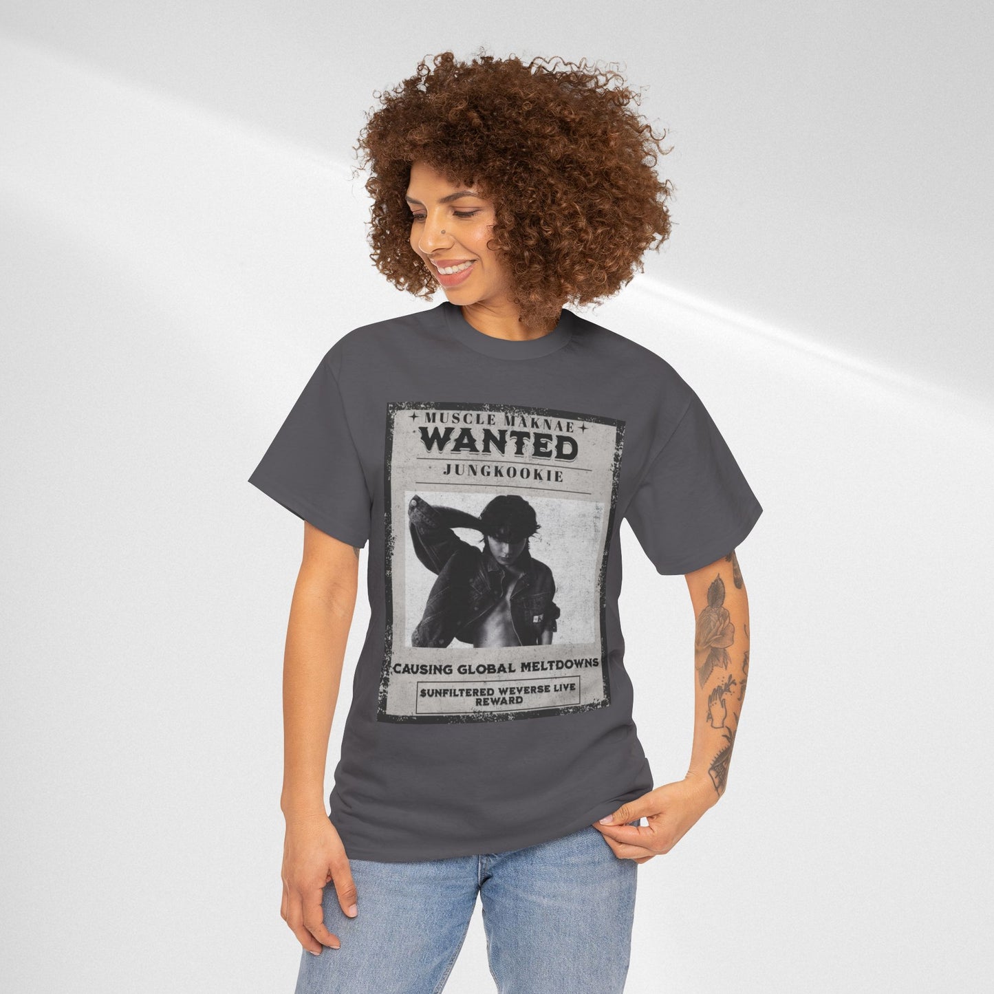 Wanted Poster T-Shirt — "Jungkookie" Vintage K-Pop Graphic Tee