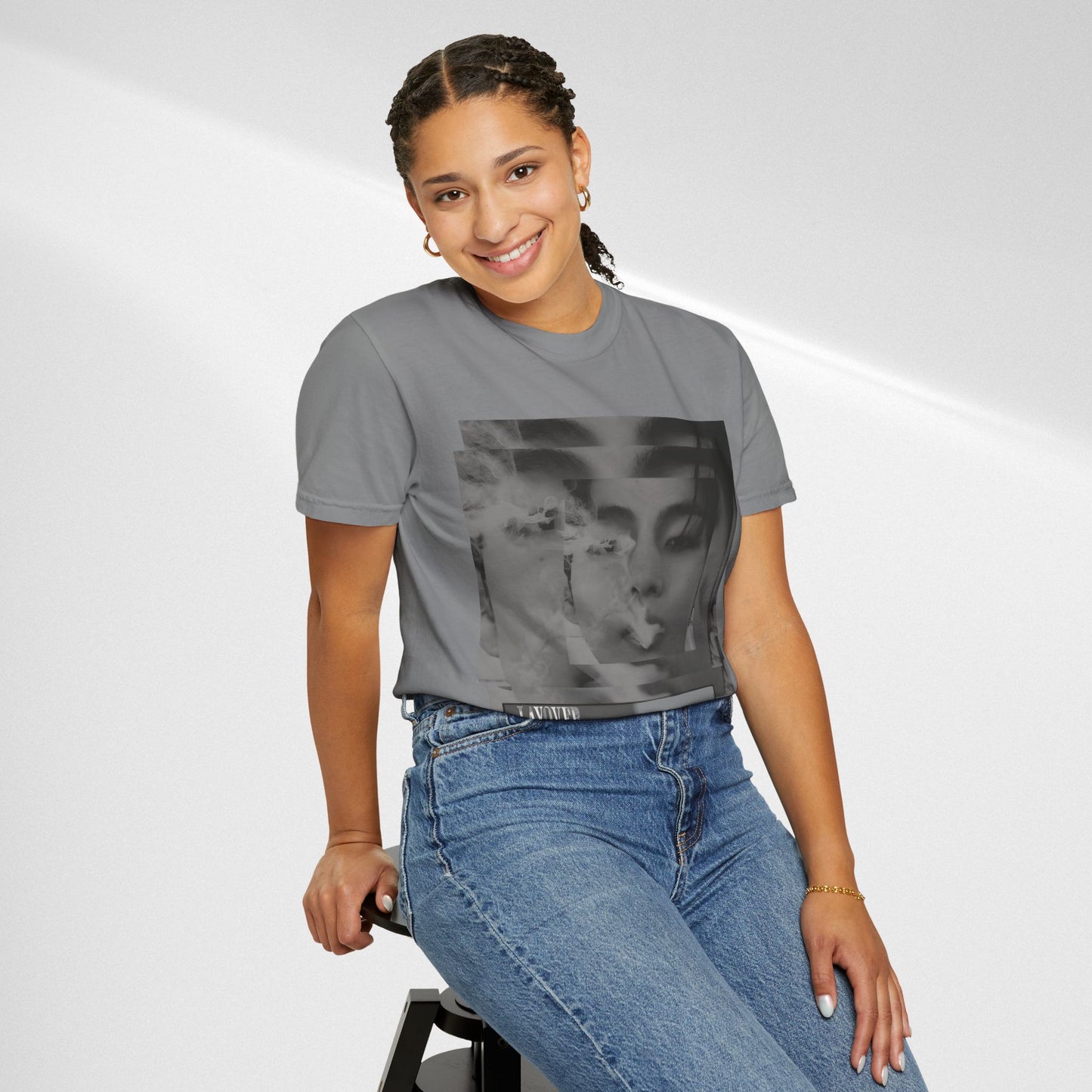 V Graphic Tee — Noir Glitch Portrait T-Shirt
