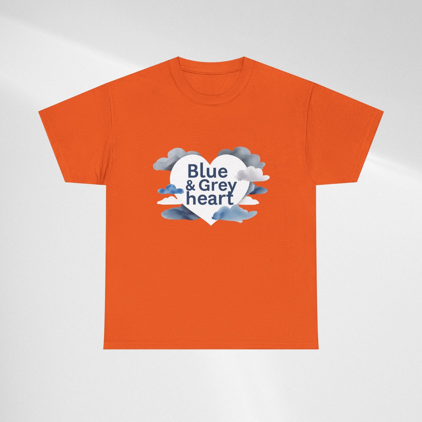 Blue & Grey Heart T-Shirt — Watercolor Cloud Heart Design