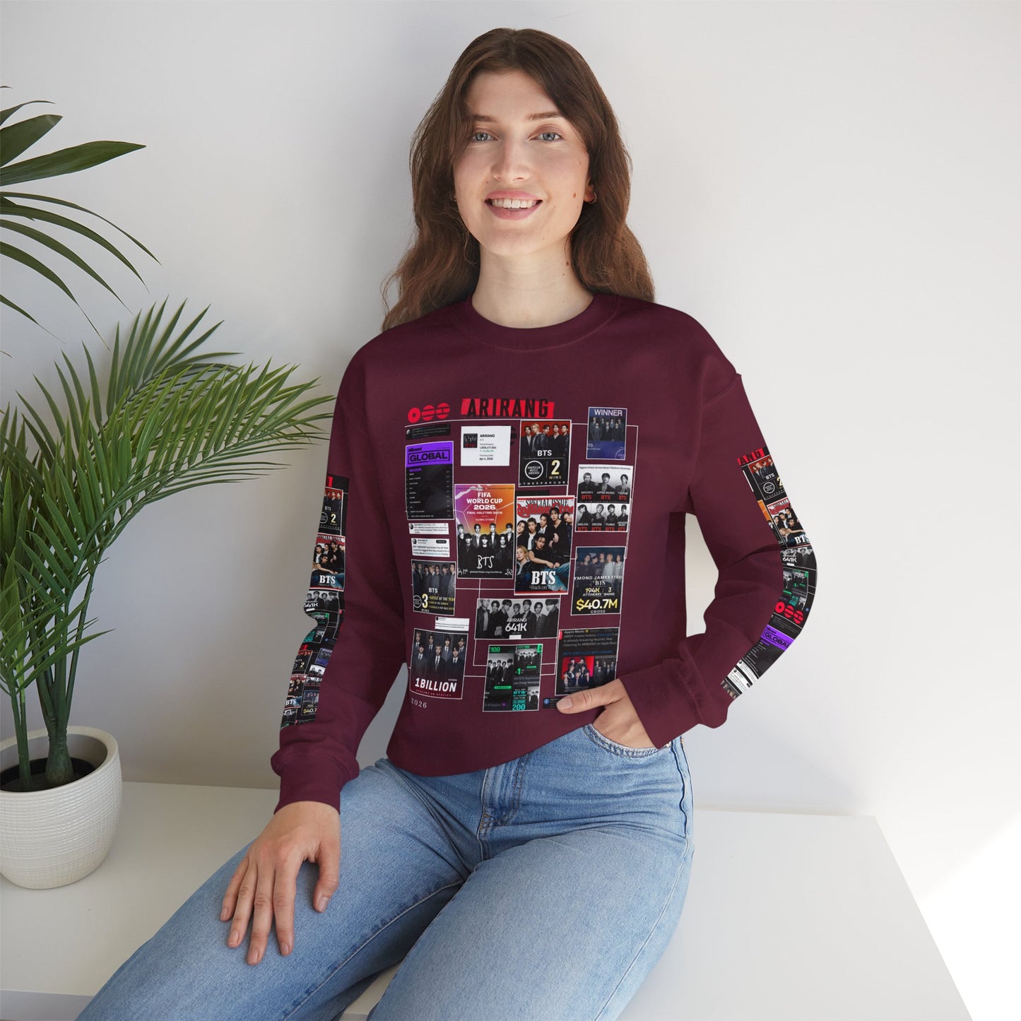 Crewneck Sweatshirt — BTS ARIRANG Collage Graphic Crewneck (Album Posters & Tour Art)