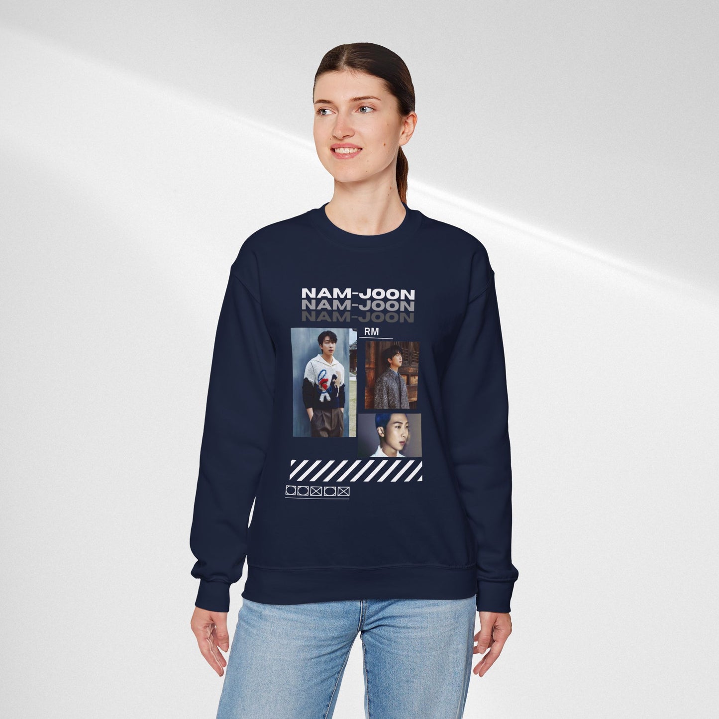 Photo Collage Crewneck Sweatshirt — "Nam-Joon" Graphic Pullover