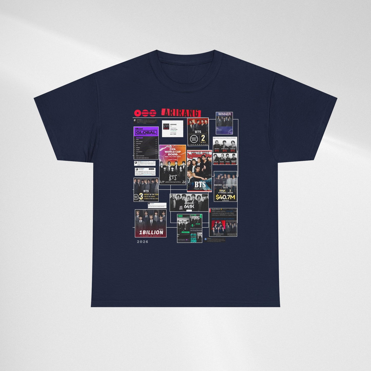 BTS ARIRANG Collage Tee — Iconic Albums & Milestones Graphic T-Shirt