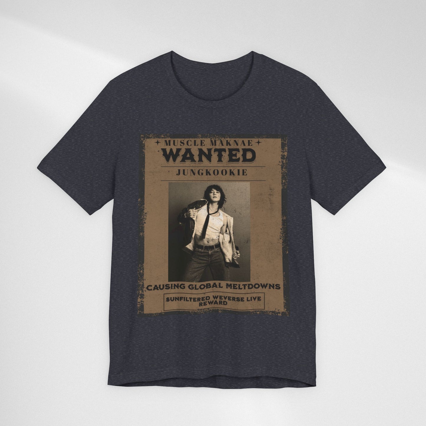 Wanted Poster Tee — 'Jungkook: Causing Global Meltdowns' Vintage K-Pop T-Shirt