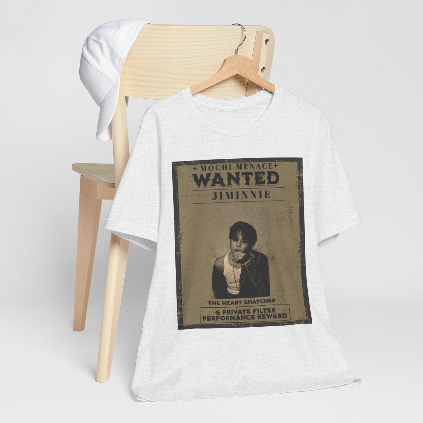 JIMIN Wanted Poster Graphic Tee — 'Mischief Menace' Vintage Style