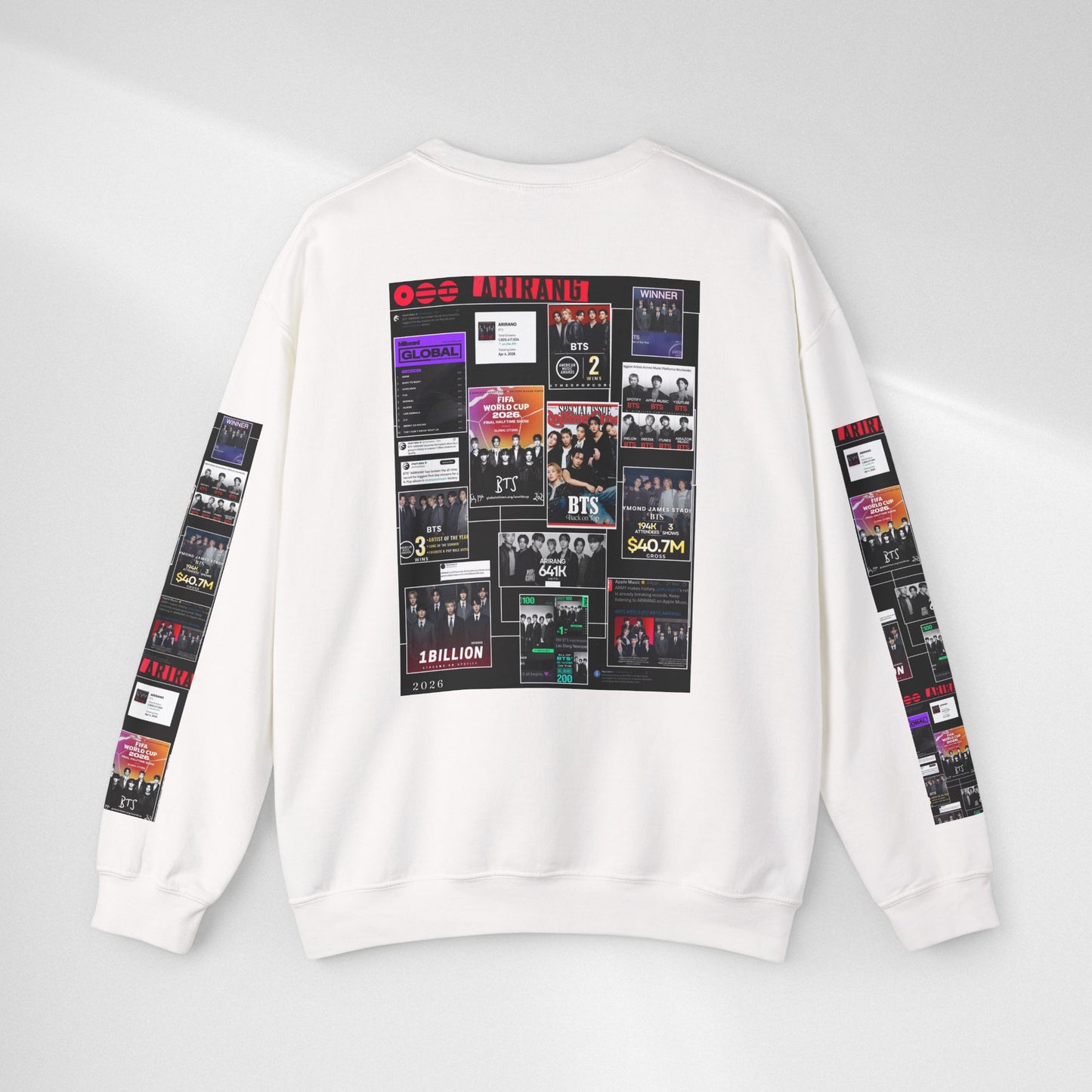 Crewneck Sweatshirt — BTS ARIRANG Collage Graphic Crewneck (Album Posters & Tour Art)