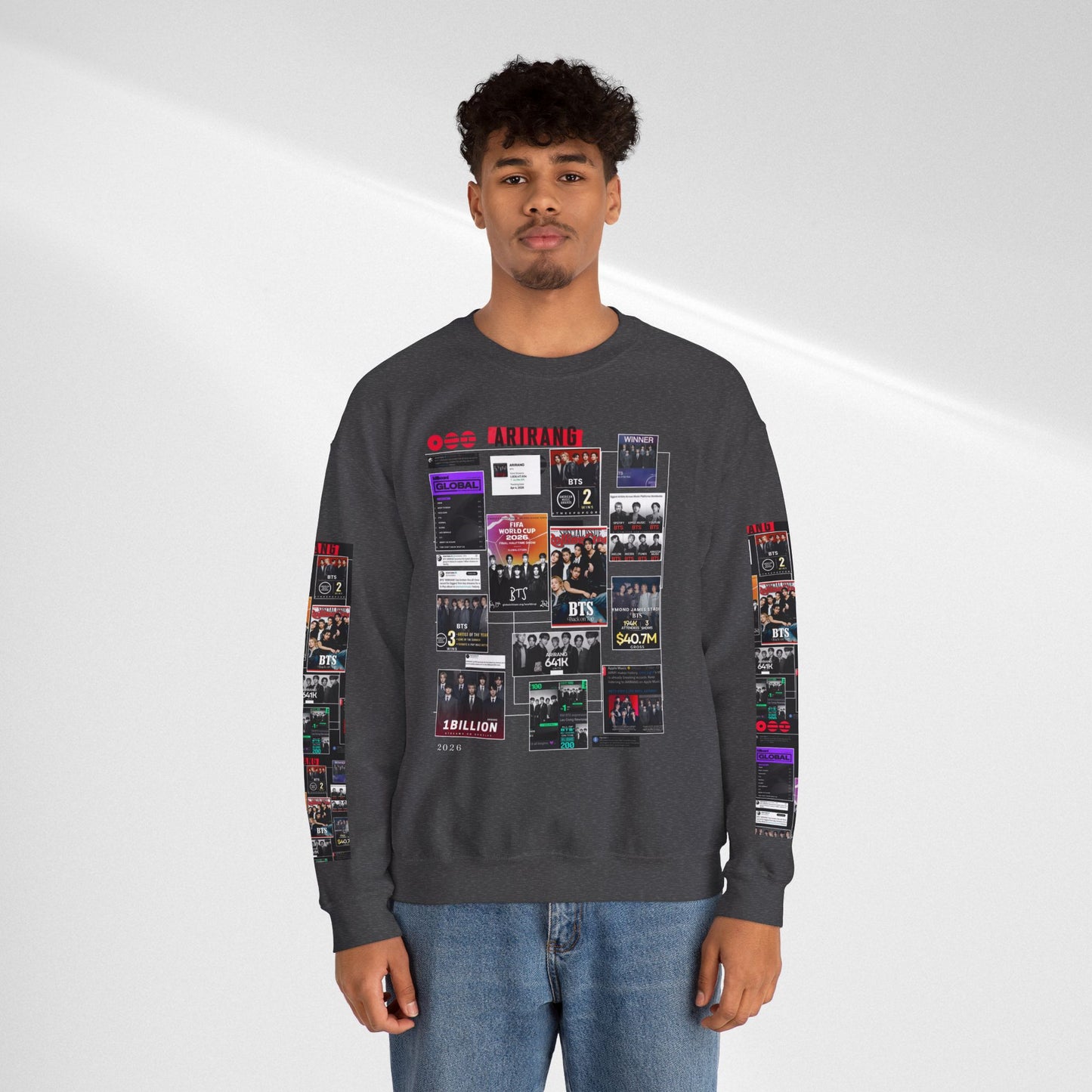 Crewneck Sweatshirt — BTS ARIRANG Collage Graphic Crewneck (Album Posters & Tour Art)