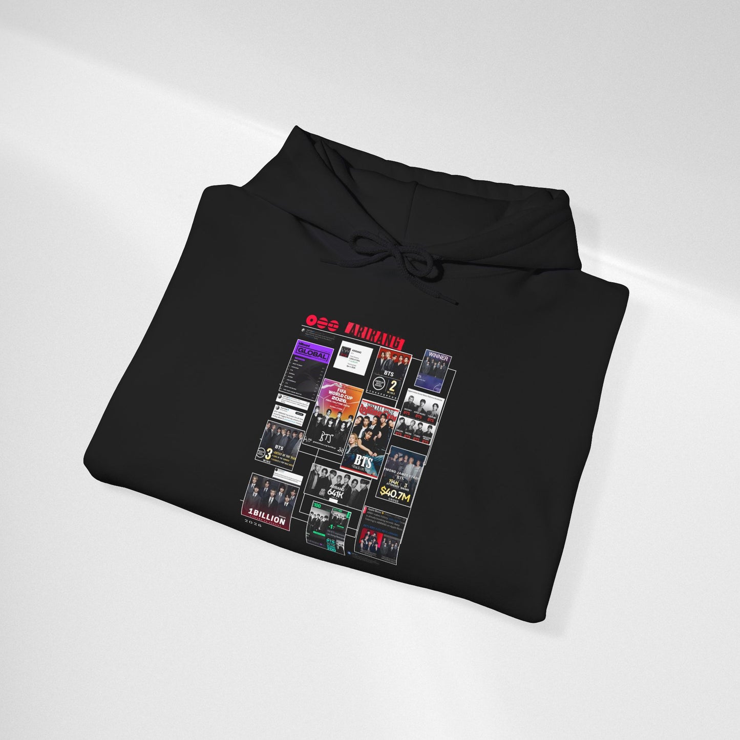 BTS ARIRANG Band Poster Collage Hoodie — Vintage Gig Tour Graphic Sweatshirt