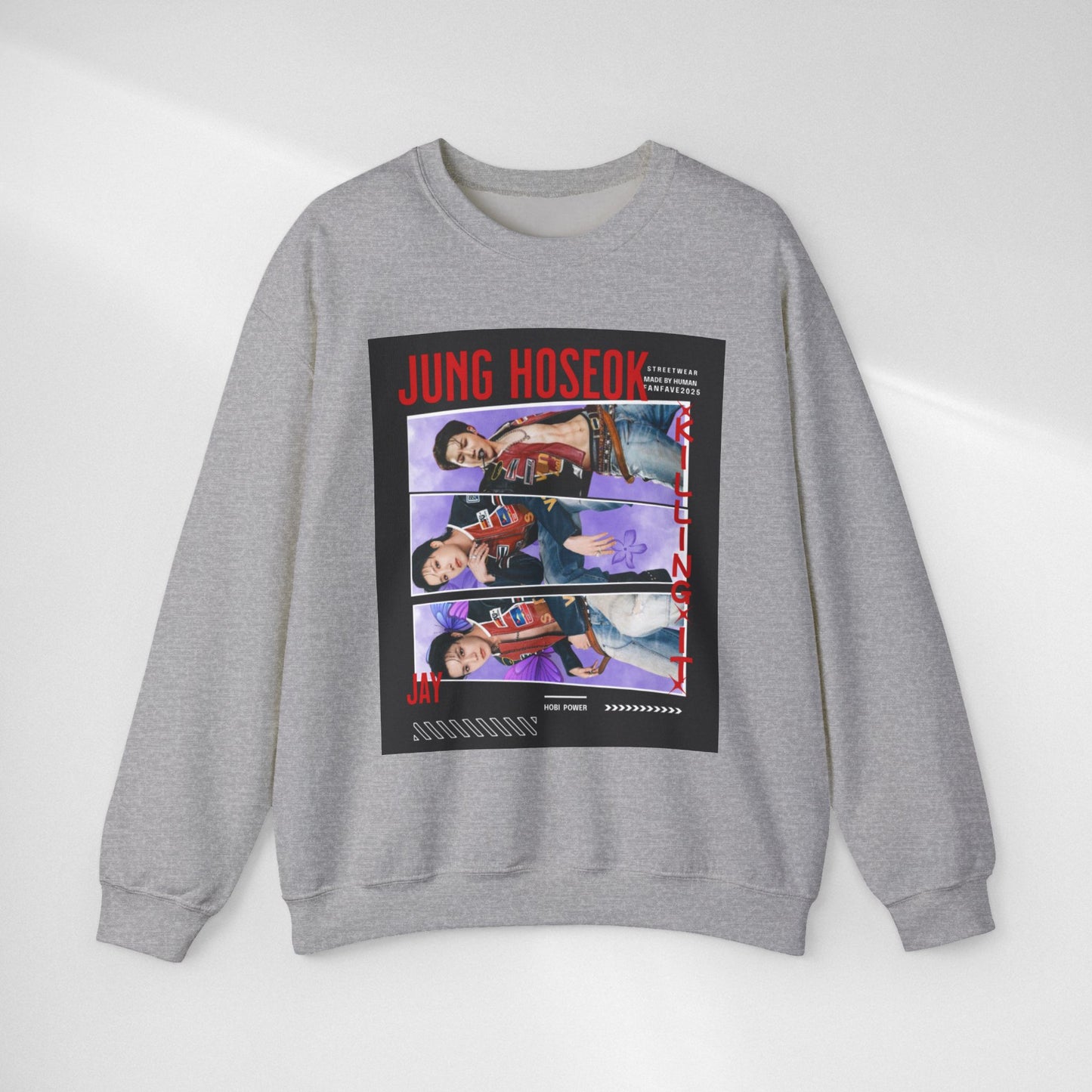 Photo Collage Crewneck Sweatshirt — 'JUNG HOSEOK' Graphic Pullover