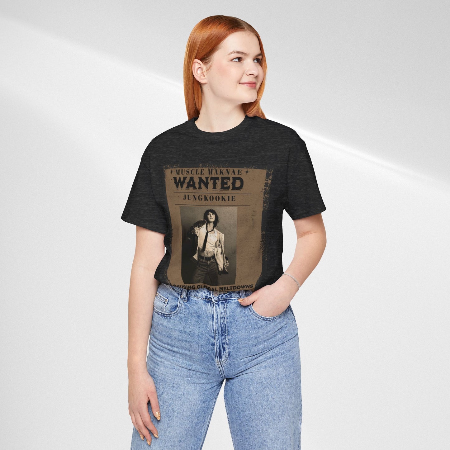 Wanted Poster Tee — 'Jungkook: Causing Global Meltdowns' Vintage K-Pop T-Shirt
