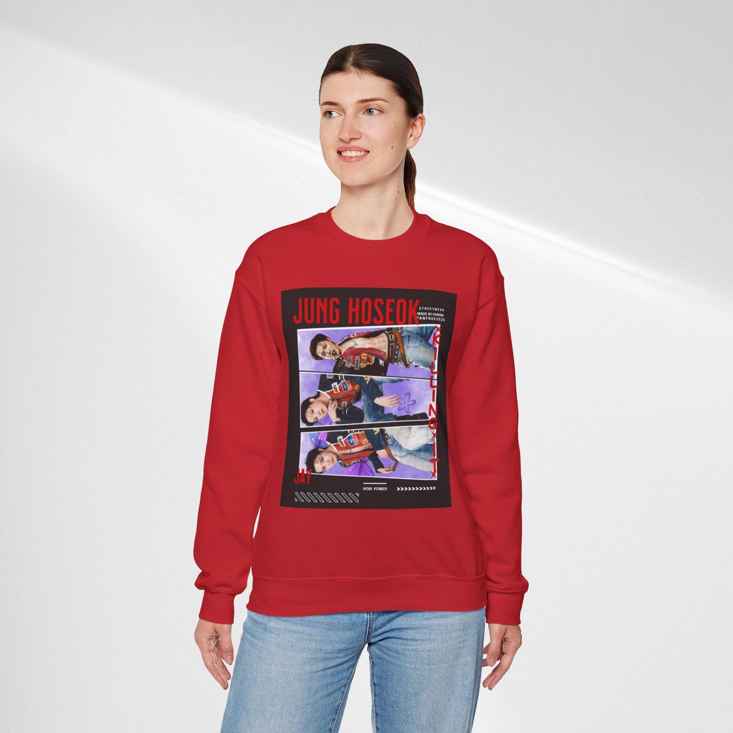 Photo Collage Crewneck Sweatshirt — 'JUNG HOSEOK' Graphic Pullover